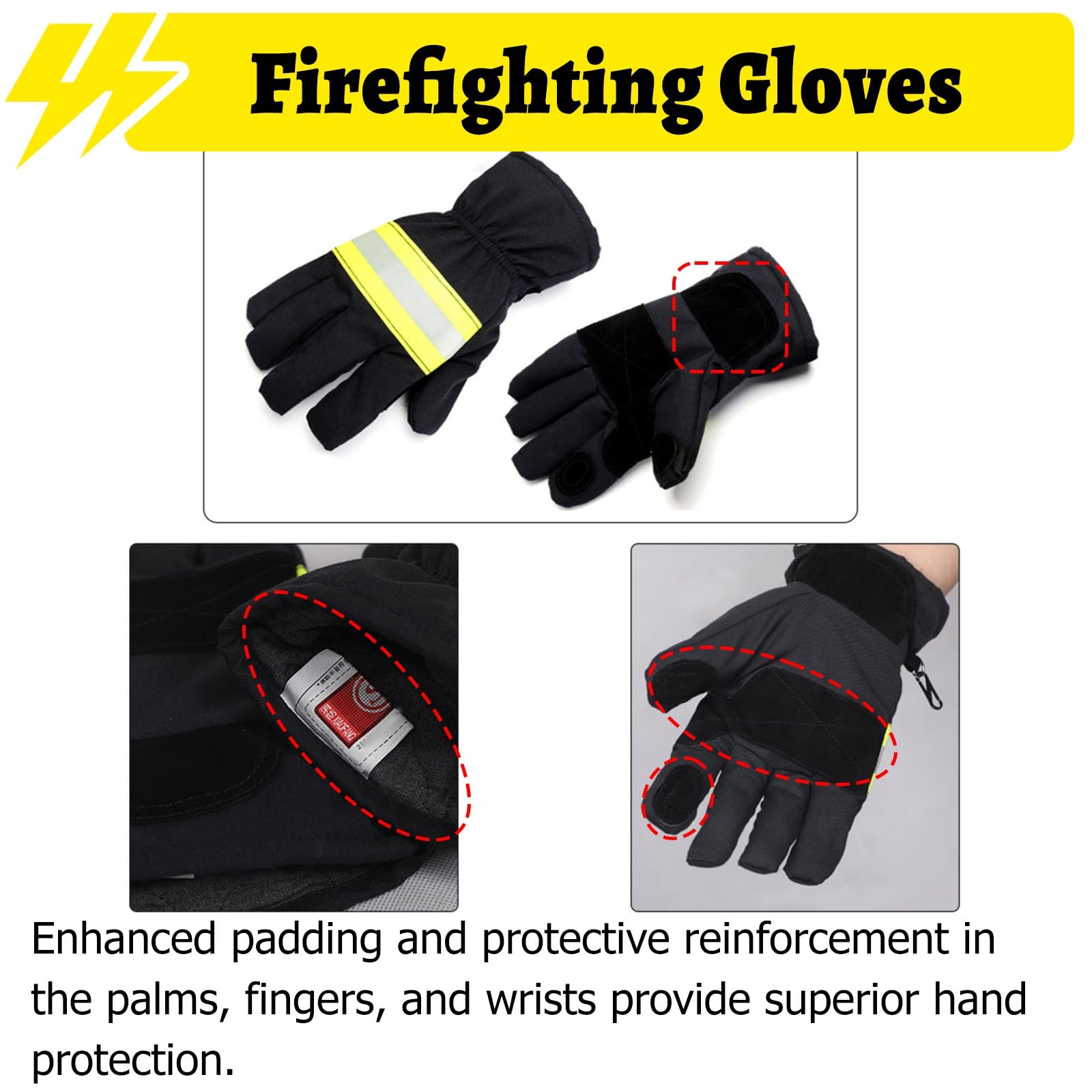 Brandschutzanzug Feuerwehr Feuerwehrjacke & Feuerwehrhose, Warnschutz-Feuerwehrschutzkleidung mit Reflexstreifen, Feuerwehrhelm/Handschuhe/Stiefel/Gürtel(Gloves)