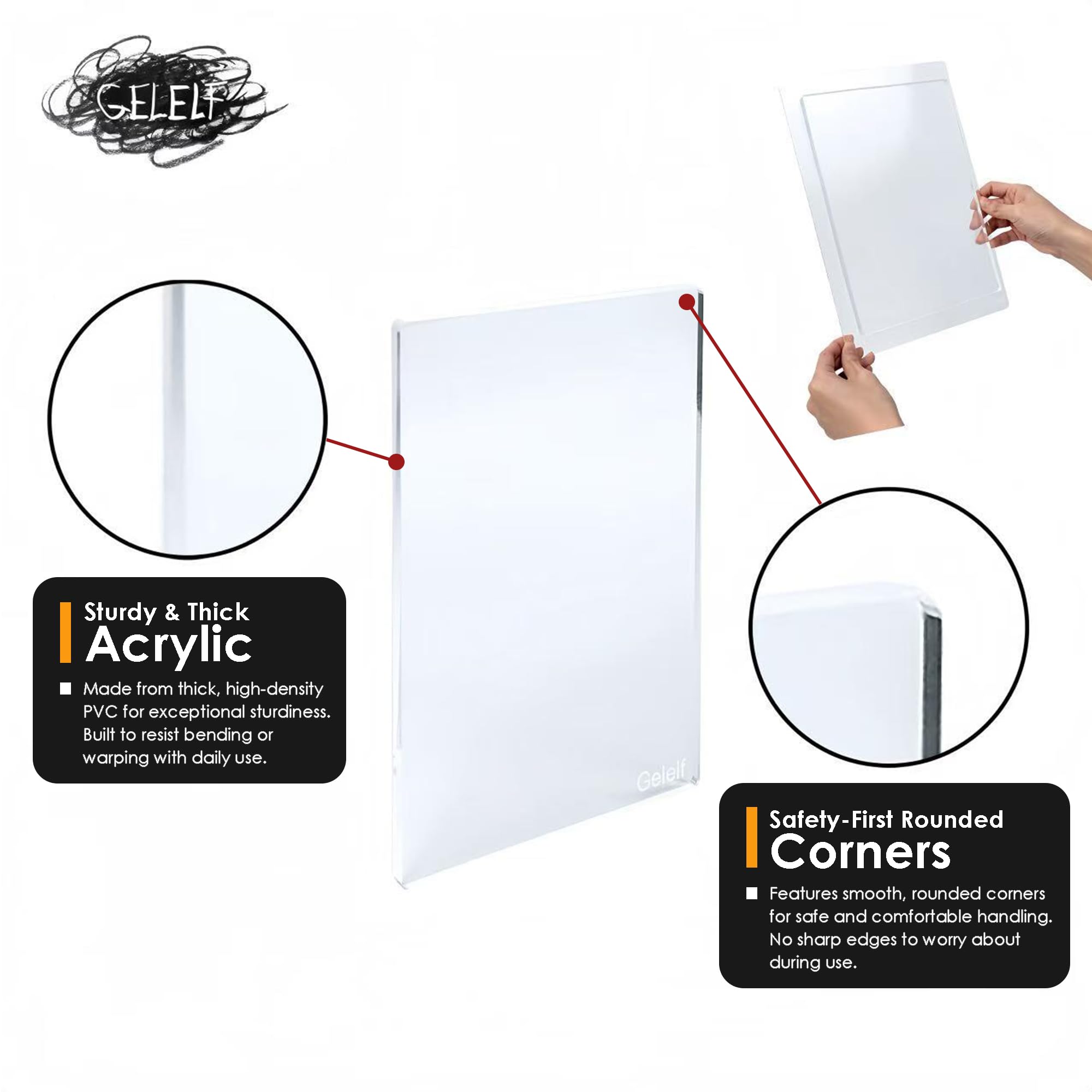 Kit de plaque d'impression gel – Plaque de gel de 12,7 x 17,8 cm avec bloc d'estampage en acrylique – La poignée pour un levage facile et une presse uniforme pour les débutants, les artistes