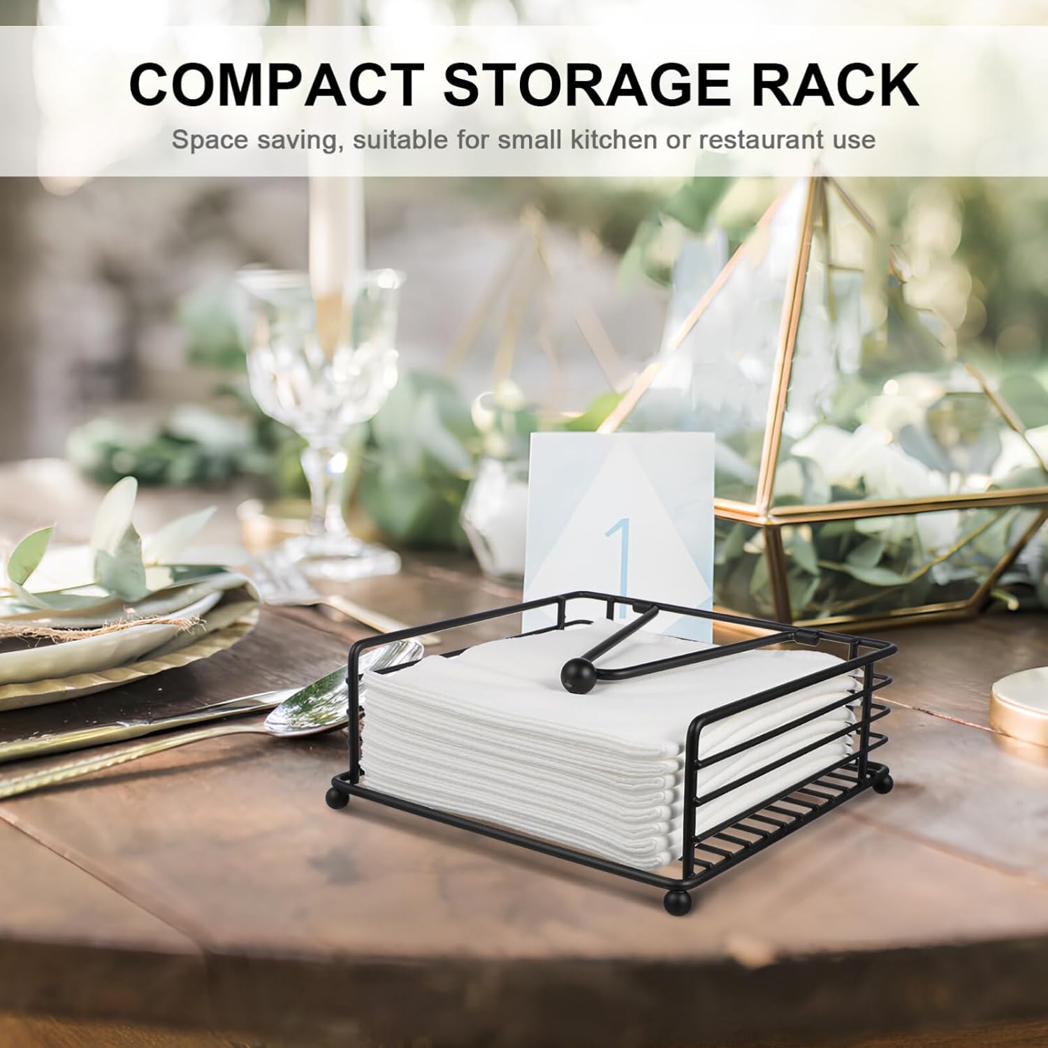 Mobestech Napkin Holder Flat Napkin Dispenser Napkin Holder Metal Square Decor for Kitchen Restaurant