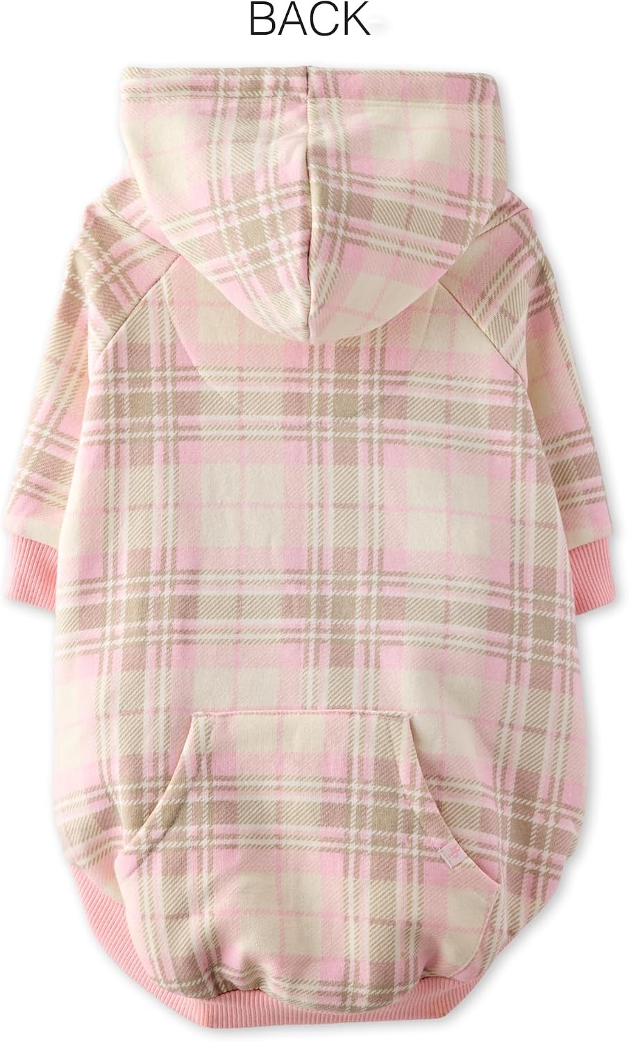 Pet Passion Rocky II - The Extra Comfy Hoodie, Organic Cotton and Recycled Poly Dog Hoodie Pet Coat Sweater for Small, Medium, Large Dogs​​, Pink Chesterfield Plaid, Small