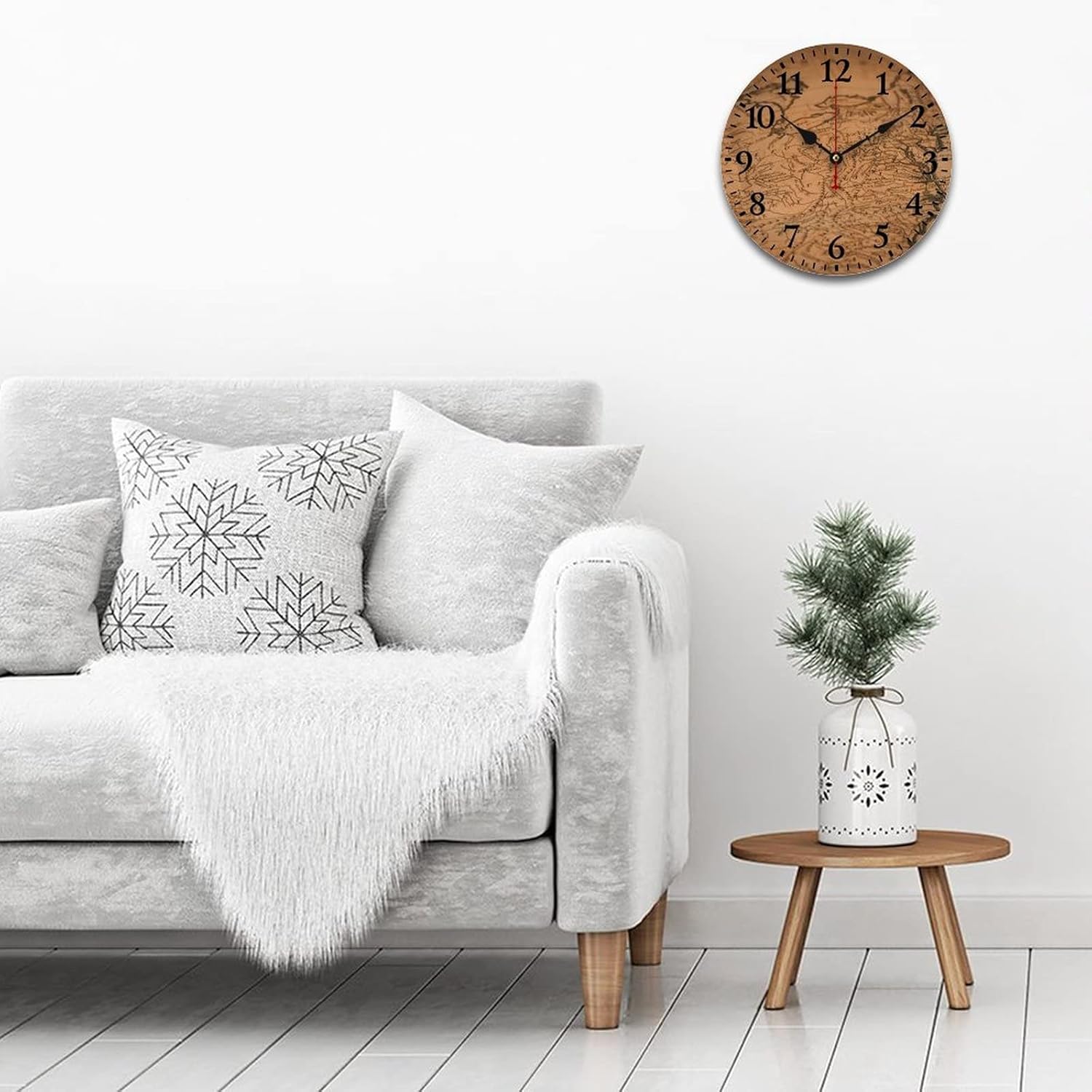 16 Inch Clocks Vintage World Map Wooden Hanging Clock Battery Operated Arabic Numeral Vintage Wanderlust Pirate Map Wooden Wall Clocks Living Room Bedroom Office Kitchen School