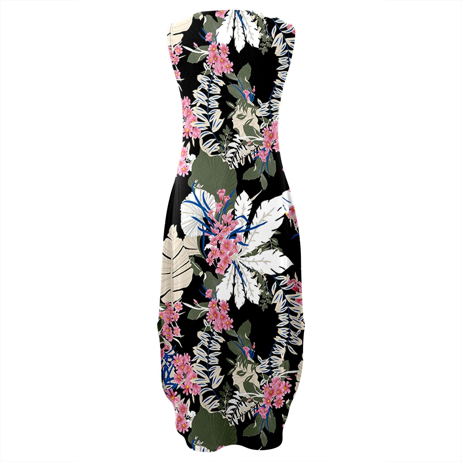 Robe Noire Femme - Vestido largo casual de verano para mujer, dobladillo dividido, estampado floral, bohemio, oscuro