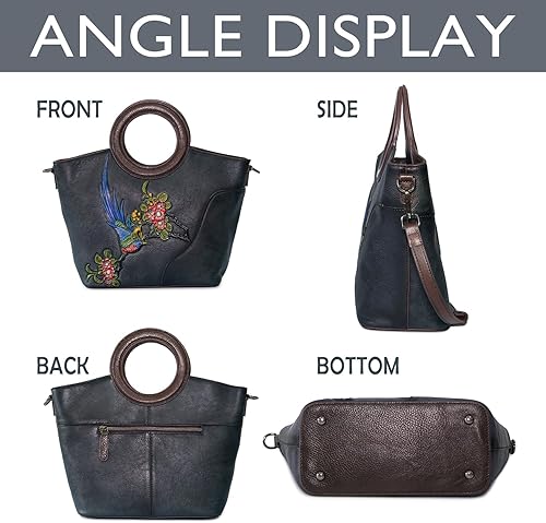 Miniatura 3 de Bolso bandolera de cuero genuino para mujer, bolso hecho a mano, bolso vintage de cuero en relieve, bolso de mano