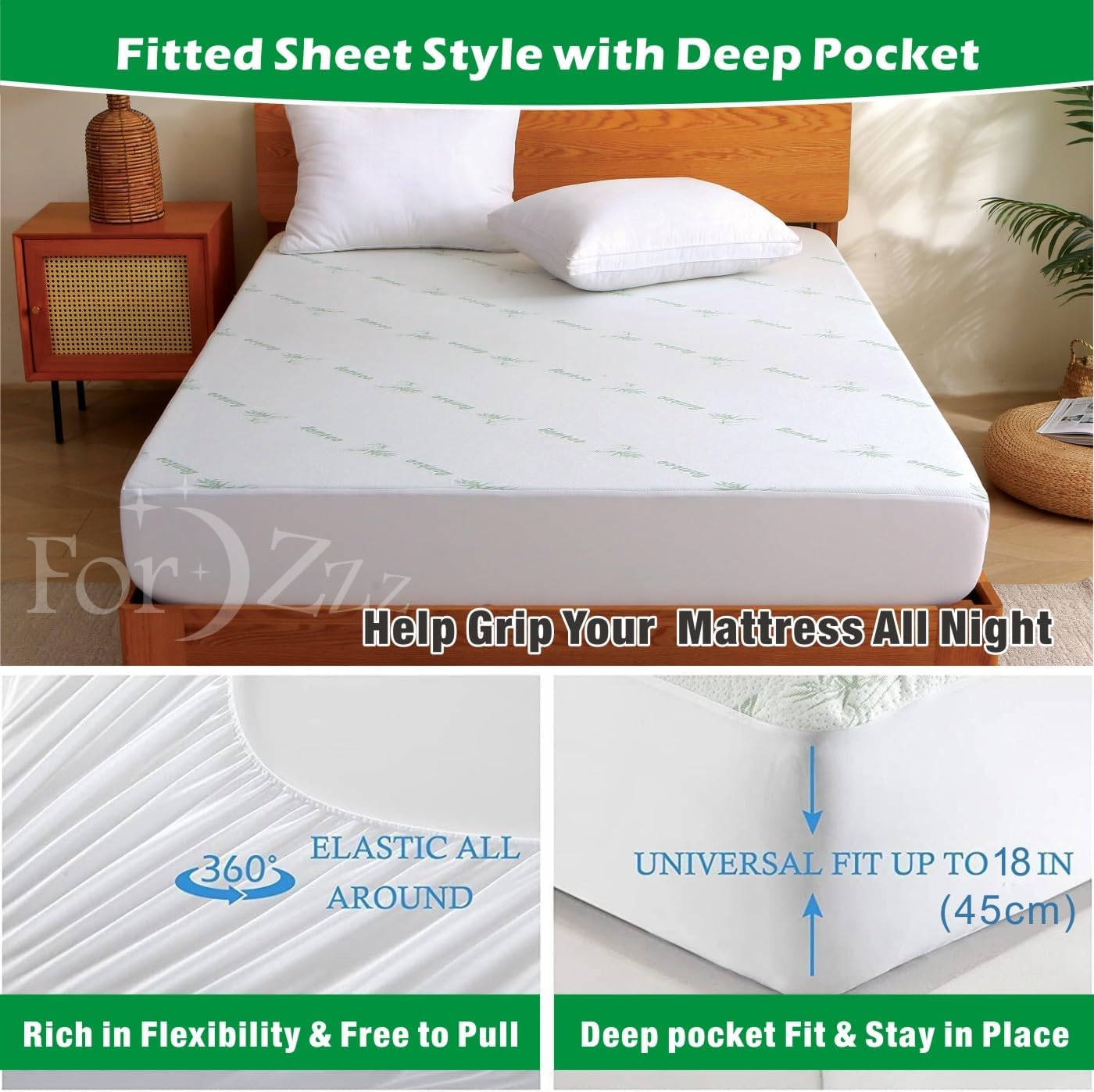 Premium 100% Waterproof Cooling Mattress Protector/Hotel Soft Mattress Pad Cover King Size/3D Air Fabric Cooling Bed Pad Cover，Deep Fitted 6-18 Inch (Whit,King Size)