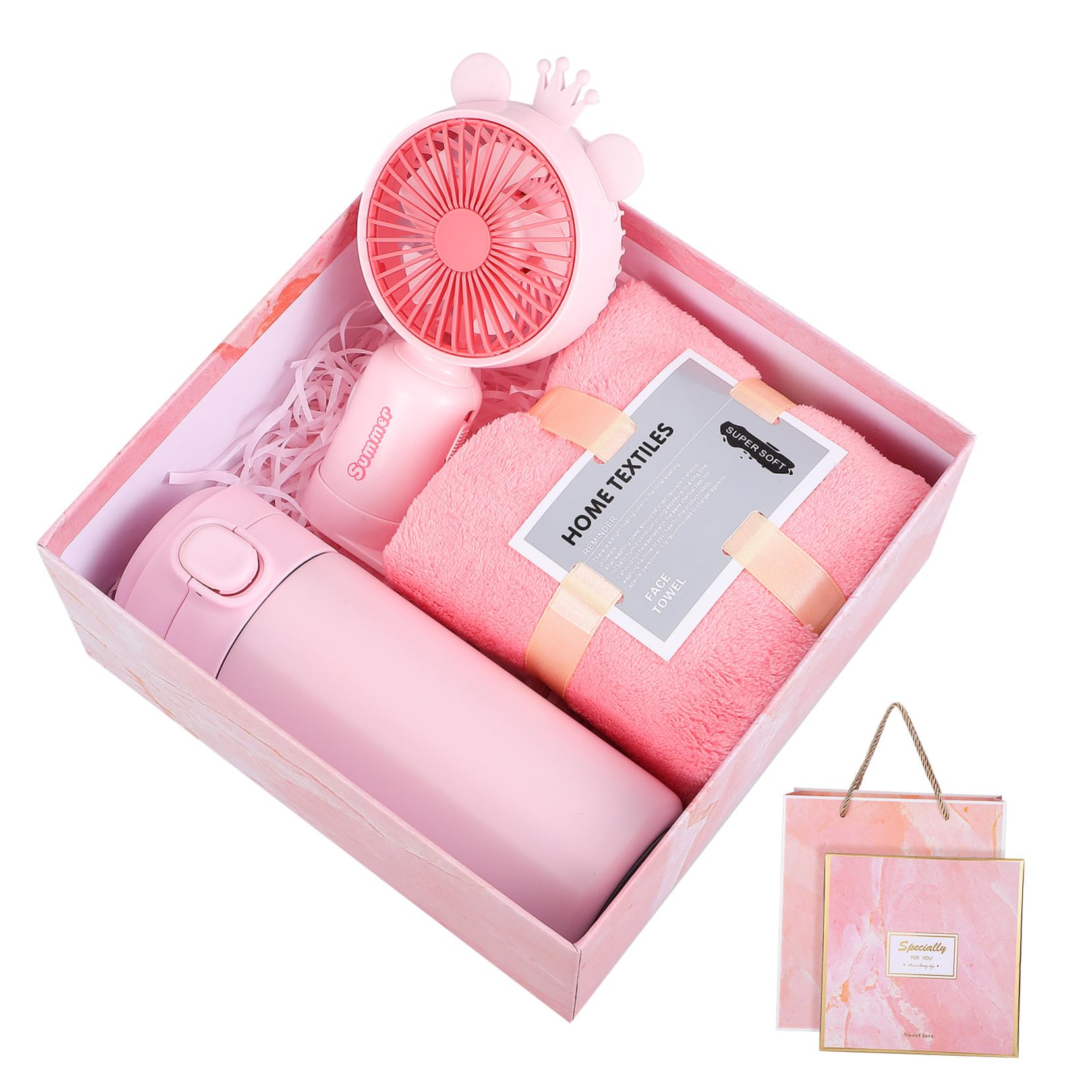 Mug thermique et ventilateur portable en coffret cadeau femme pour le bureau