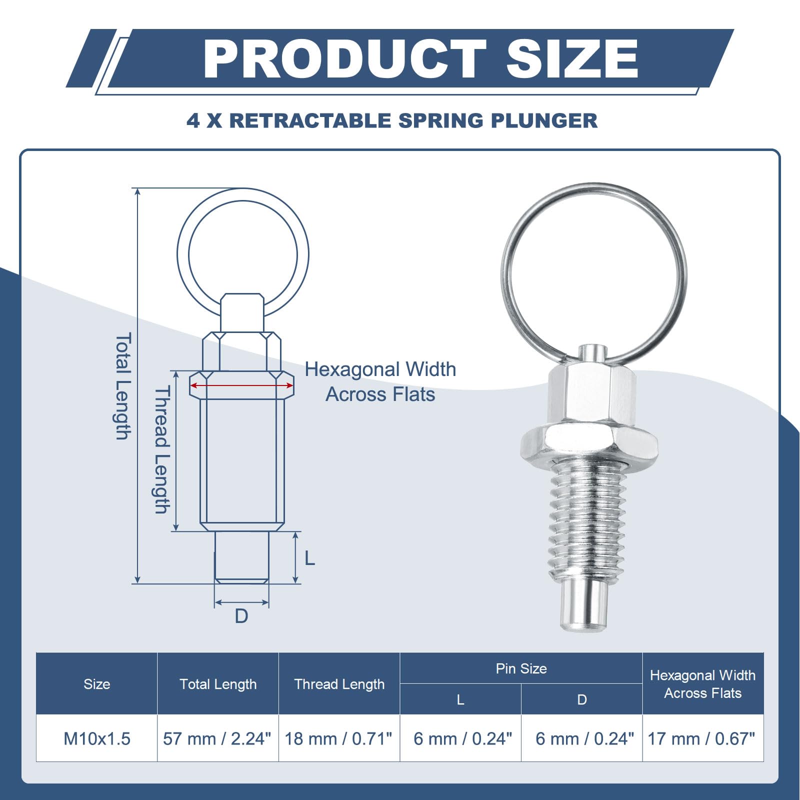 PATIKIL 4 Pcs Spring Plunger with Pull Ring - Image 2