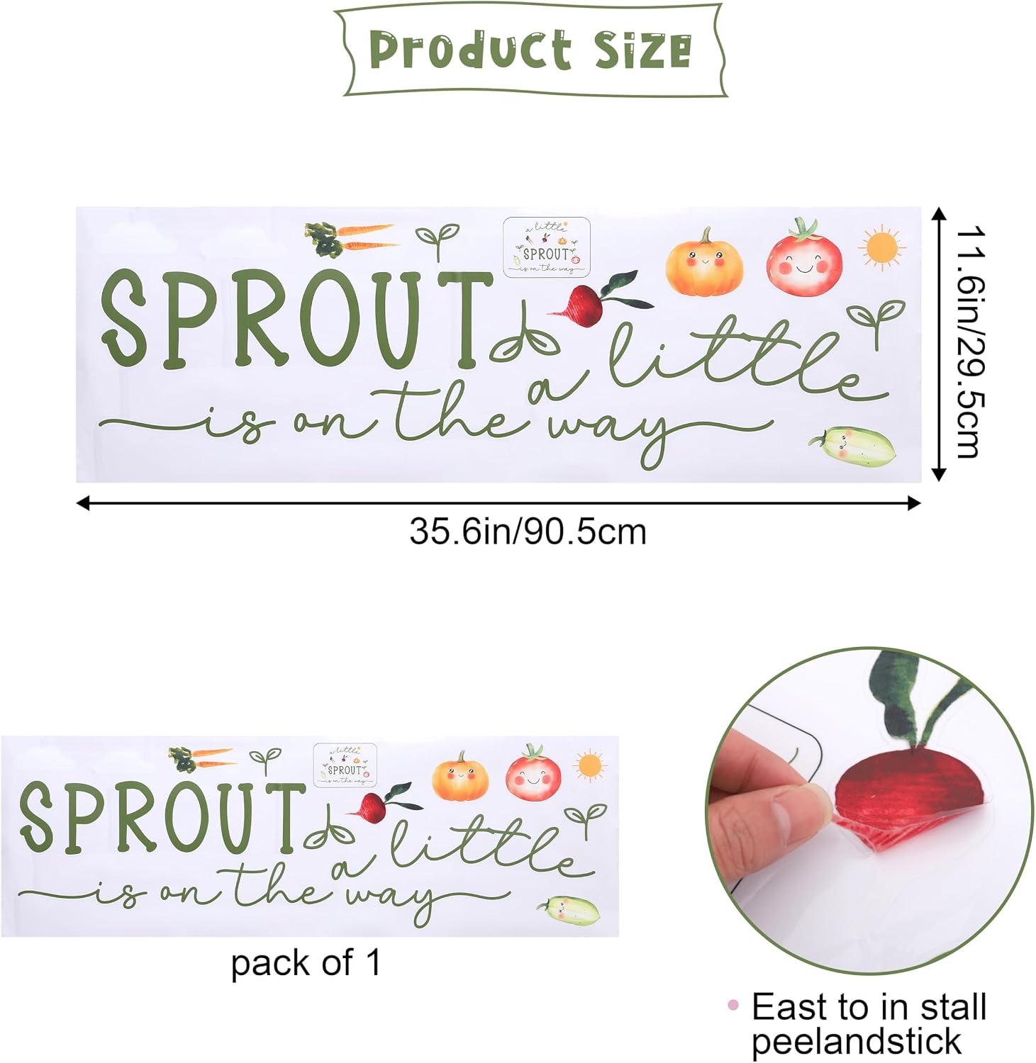 Baby Shower Backdrop Decal Sign- A Little Sprout is On The Way Party Wall Stickers, Balloon Arch Backdrop Decals, Farm Theme Nursery Room Decoration, Gender Reveal Birthday Party Decors