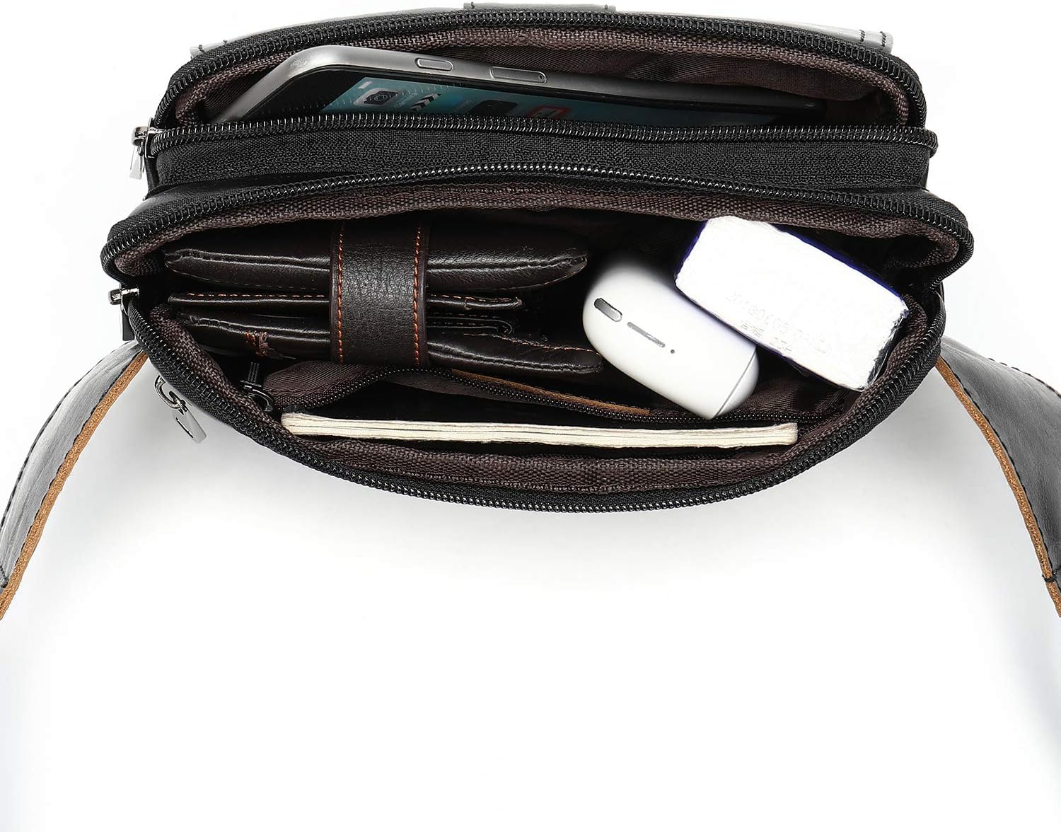 Fanny Pack for Men and Women, Leather Sling Waist Bag for Hiking Running Travel - Durable Cowhide Leather - Image 7