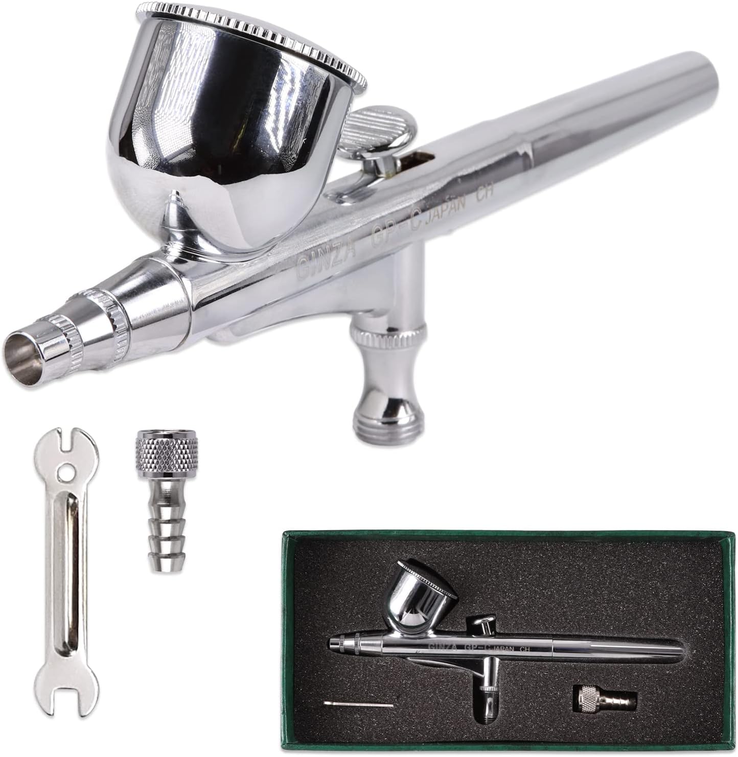 Ginza HP CS Dual Action Airbrush Gun/Gravity Feed (Model # GP-C) from Japan use for Nails. Airbrushing, Tanning, Tattoo, Body Spraying Painting, Auto Spray Painting or Art Painting