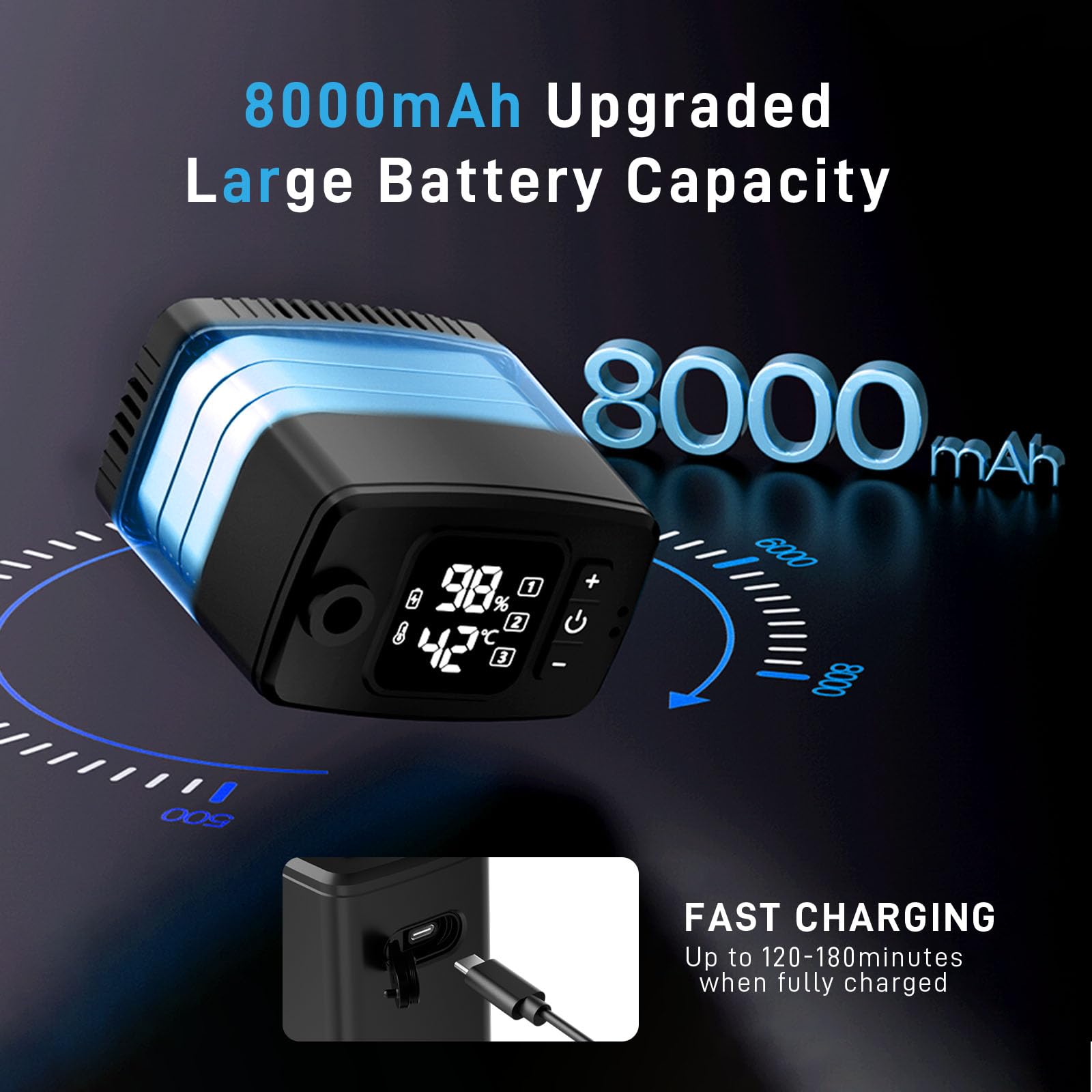 Ducha portátil al aire libre,con Pantalla LED digital de temperatura y corriente, batería 8000mah,ipx8 impermeable y carga usb,adecuada para senderismo/camping,playa,mascotas, al aire libre