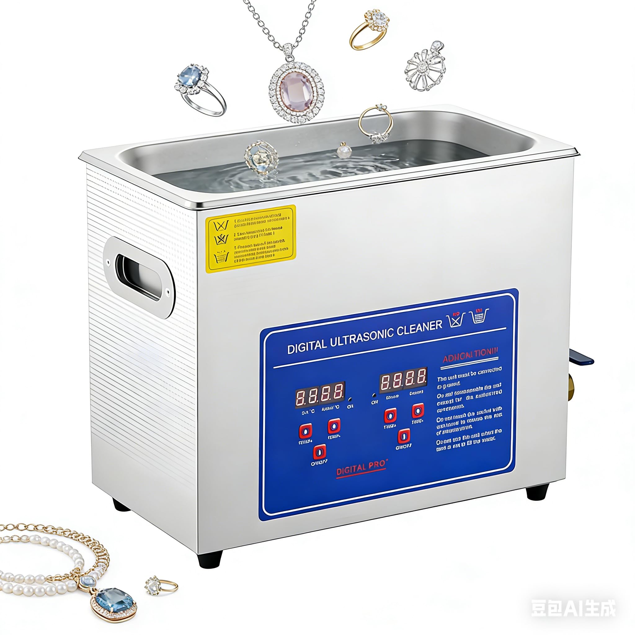 Limpiador ultrasónico de 6,5 L de Grado Comercial, máquina Industrial ultrasónica de 40 kHz con Temporizador Digital y Calentador para Piezas de maquinaria, joyería, Equipos de Laboratorio 22L