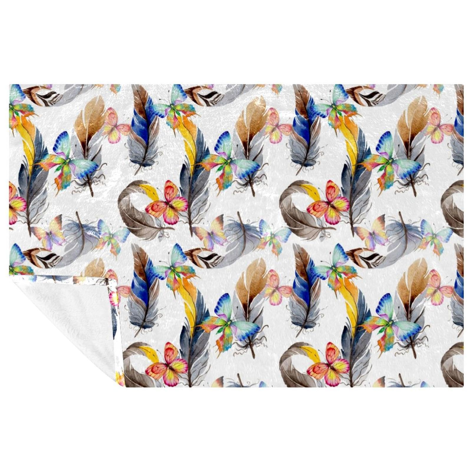 Plaid microfibre papillons pour pique-nique et camping chaud
