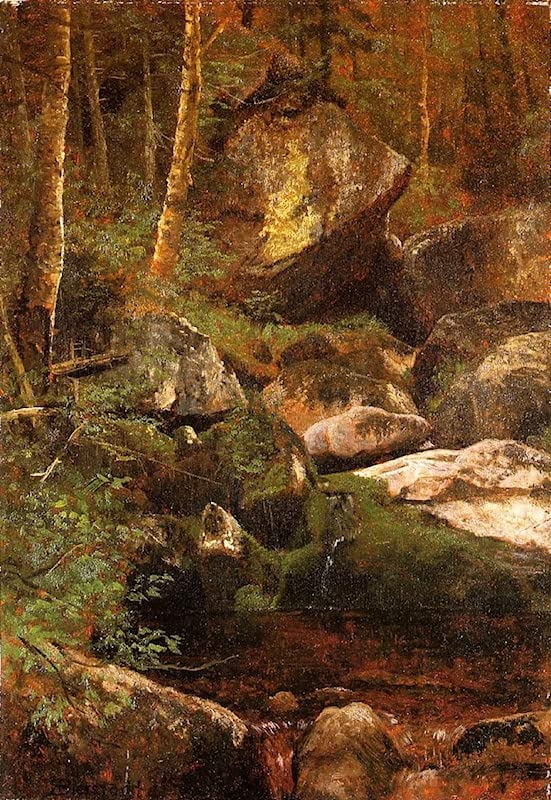 Cuadro decorativo Arroyo del bosque de Albert Bierstadt para renovar paredes de dormitorio