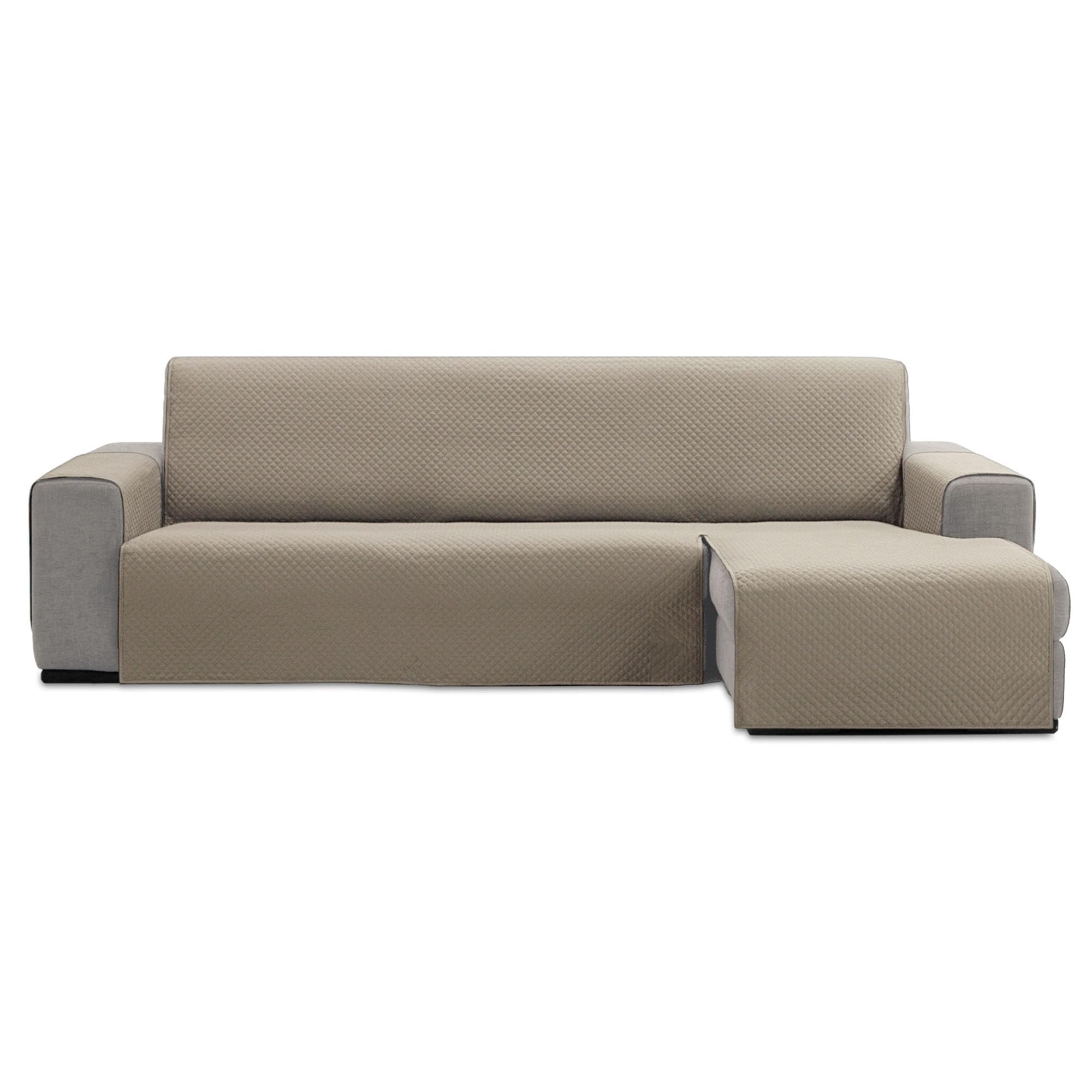 TIENDA EURASIA Sofa Cover Chaise Longue | Reverse | Compatible Left and Right Side | Quilted | Polyester, Cotton and Elastane | Sofa Cover | Breathable (Beige, 280 cm)