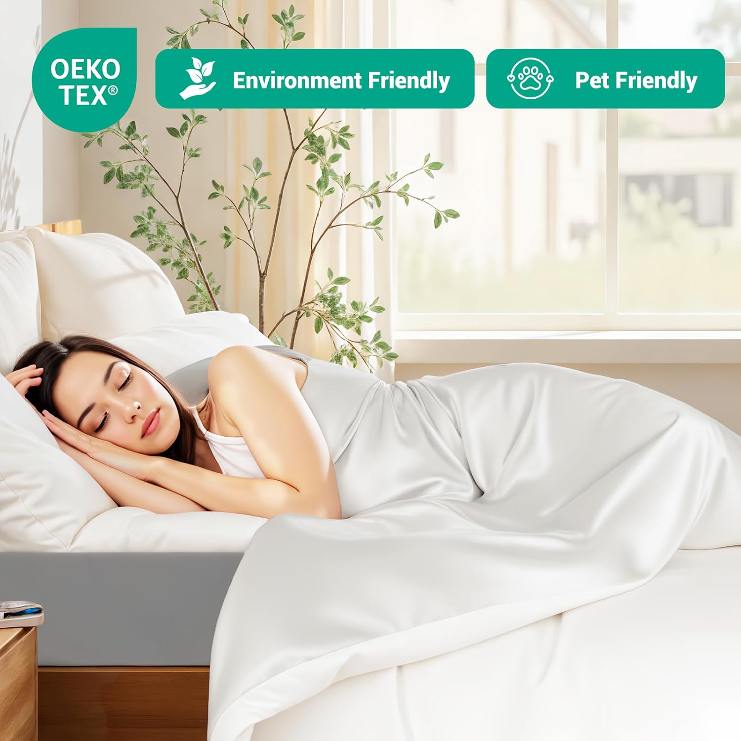 NEXHOME PRO Duvet Cover Queen Set, Ultra Soft, Duvet Cover 100% Viscose from Bamboo Cooling, 1 Duvet Cover and 2 Pillowcases, 90"x90", White, Comforter Not Included
