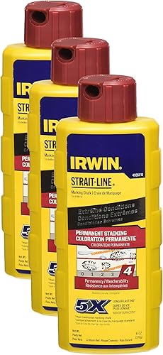 IRWIN Tools STRAIT-LINE - Tiza permanente para marcas, rojo carmesí, 6 onzas (4935519) (paquete de 3)