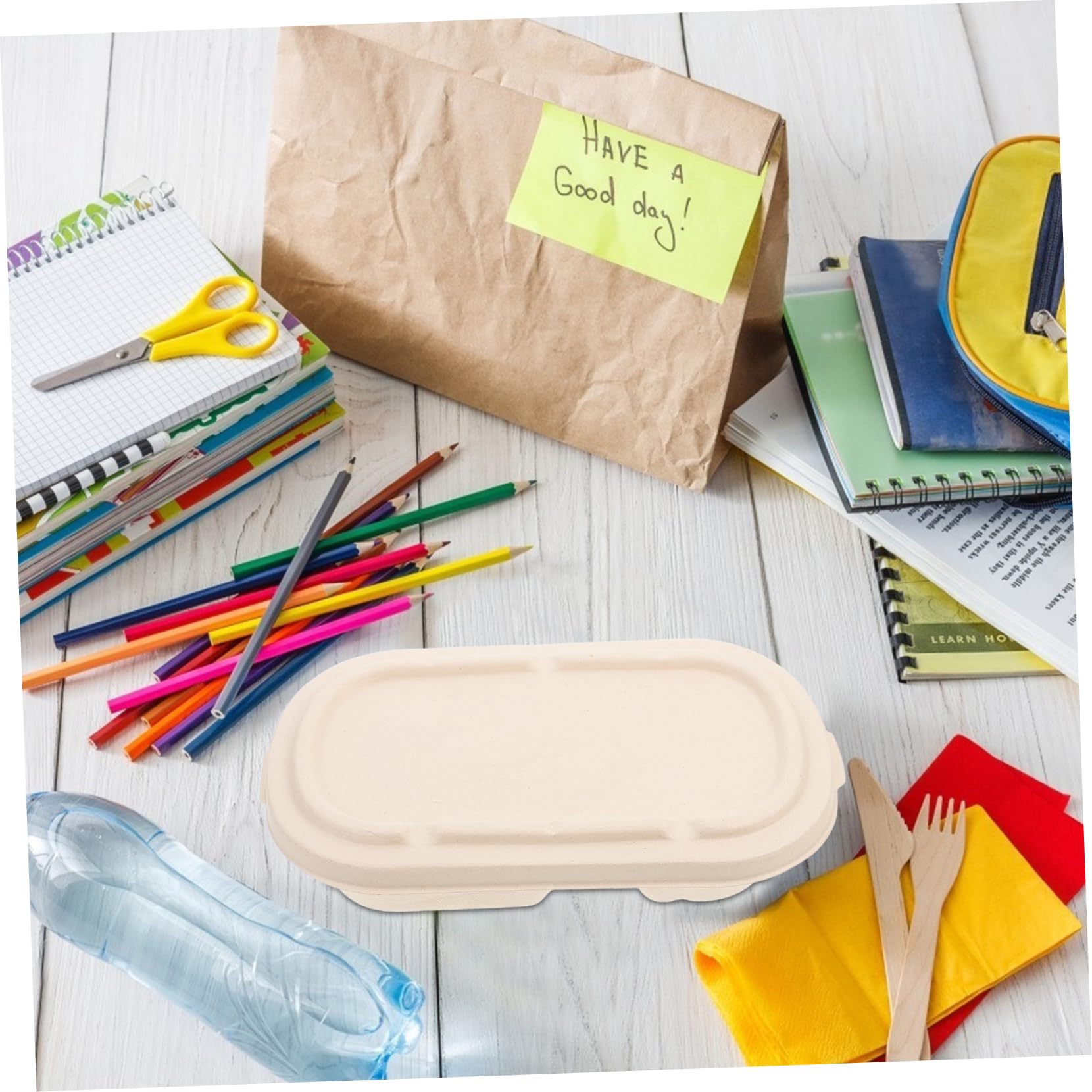 Caja de Pulpa Desechable 850ml Khaki 25 Juegos para Comida