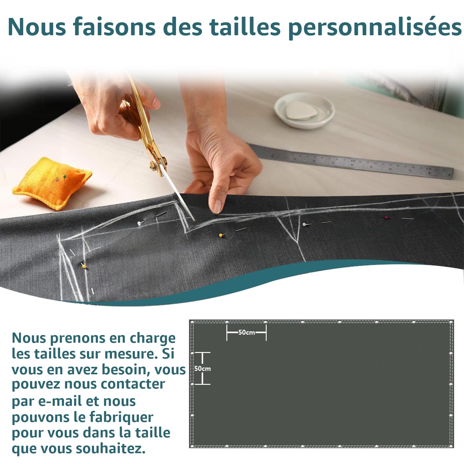 Voile d'ombrage imperméable rectangulaire 2x3 m, Protection Solaire, UV, intempéries, sans perçage, 100% Polyester, Filet avec illets et Corde