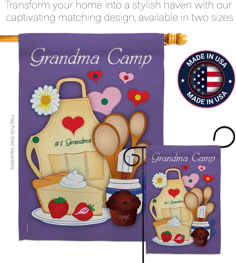 Breeze Decor - Grandma Camp Special Occasion - Everyday Family Impressions Decorative Vertical House Flag 28" x 40" Printed In USA