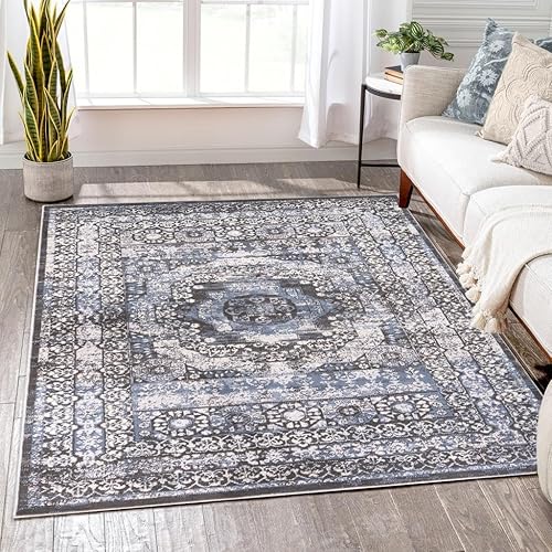 Miniatura 2 de L'Baiet Lina - Alfombra neutra Azul 2 x 6 pies Alfombras estéticas para sala de estar, dormitorio, oficina, mesa de comedor, pasillo, casa