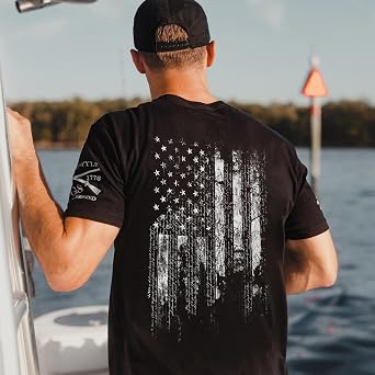 Grunt Style American 1776 Flag - Patriotic Graphic Tee, Men's Short Sleeve T-Shirt