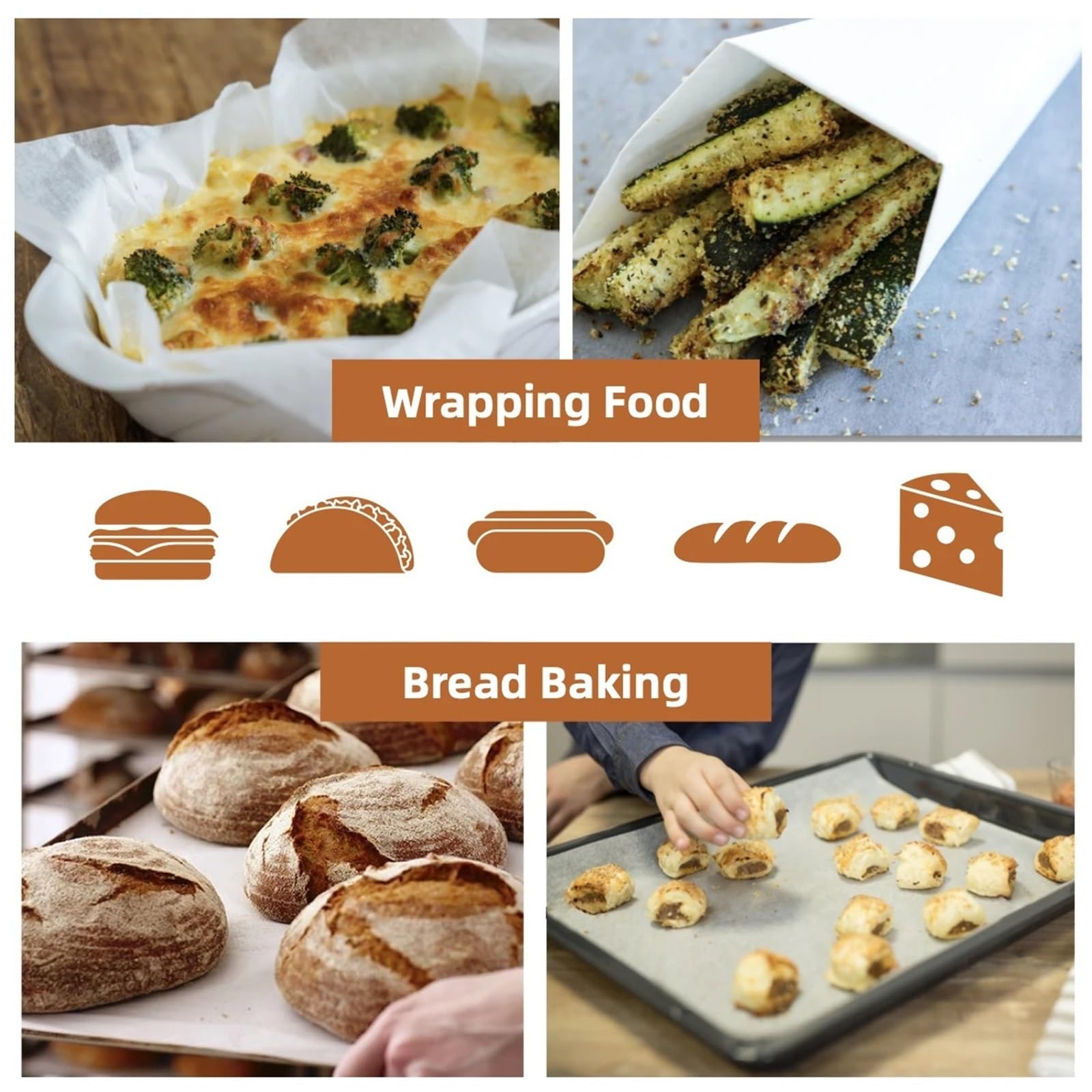 Carta da gastronomia Carta da imballaggio for sandwich, rivestimenti for cestini for alimenti, carta da forno antiaderente e antigrasso(White 12x12in 200pcs)