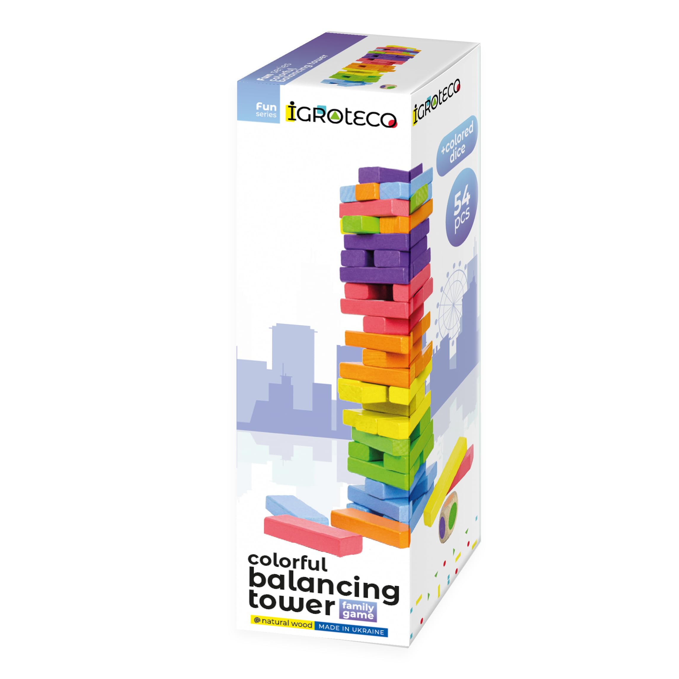 Igroteco Wooden Balance Tower - Skill Game for Teenagers & Adults from 14 Years - Promotes Concentration, Logic & Fun in Group