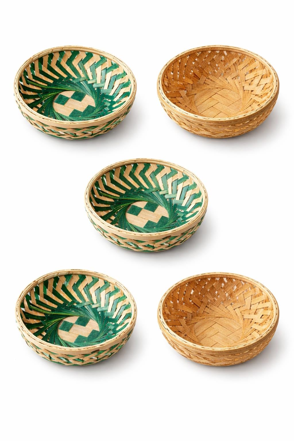 Peace&Harmony Bamboos 中皿 Buy Handmade Bamboo Serving Bowls Set, Natural and Green, 5 Inch