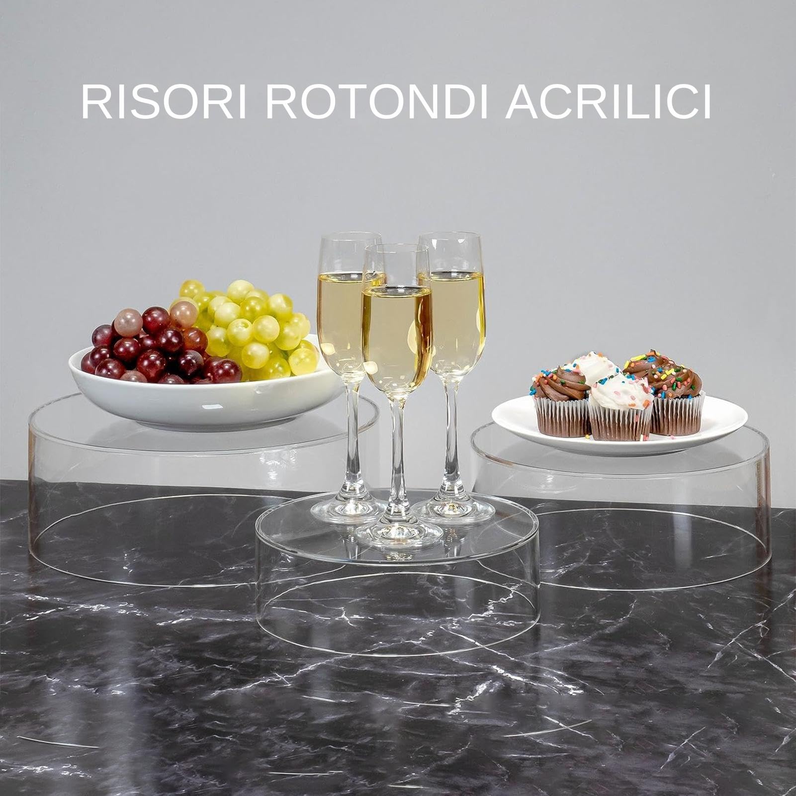 Expositor de tartas de acrílico transparente | Expositor para tartas de boda | Cilindro , estante de mesa, 3 piezas para joyas, panadería, flores, decoración del hogar, buffet