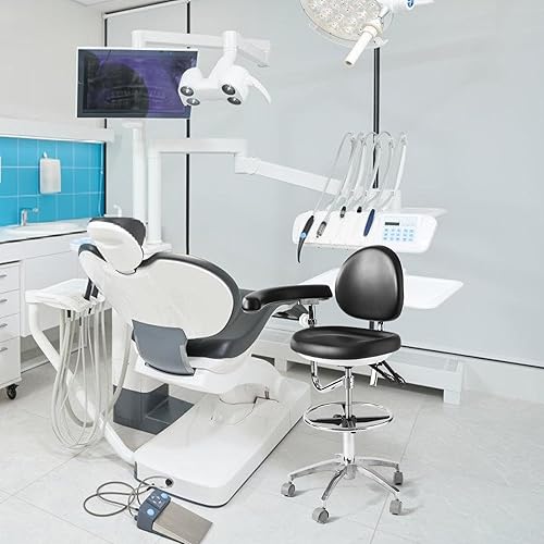 Miniatura 2 de Silla auxiliar dental médica con reposabrazos giratorio, silla médica con ruedas, asiento giratorio ergonómico, soporte de respaldo para clínicas,
