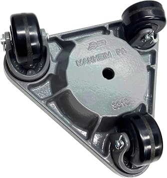 Bond 3310 Super Duty Cup Dolly, 750 lb Capacity, Cast Iron Triangular Dolly with Three 3 Phenolic Wheels, 5-1/2 Cup for Posts, Pipes, Columns, and Machine Legs, Made in USA