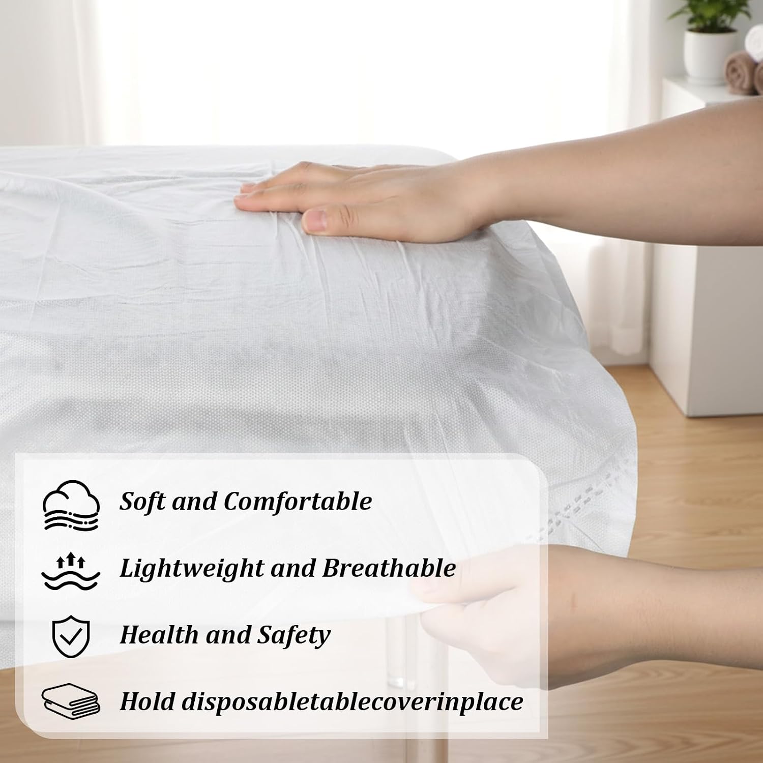 50PCS Disposable Fitted Massage Table Sheets Professional Elastic Bed Cover Heavy Duty Breathable Protective Spa Treatment Sheets White Non Woven Fabric, 36 x 85 Inch
