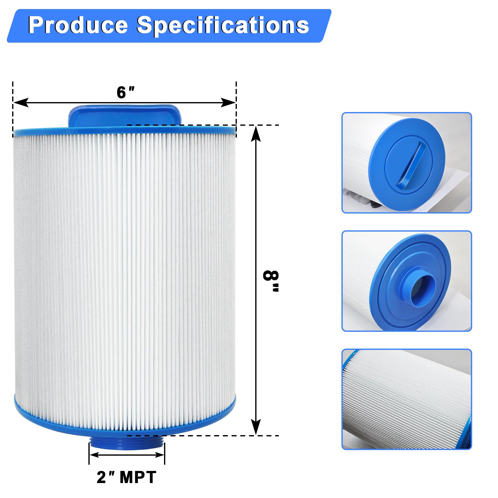PAS40-F2M Replacement Hot Tub Spa Filter Compatible with Unicel 6CH-352, Filbur FC-0312, Artesian Spas 06-0014-12, Baleen AK-90131, Darlly 60354, SD-01441, Master Spas PMA-R1 Filters, 40 sqft, 2 Pack