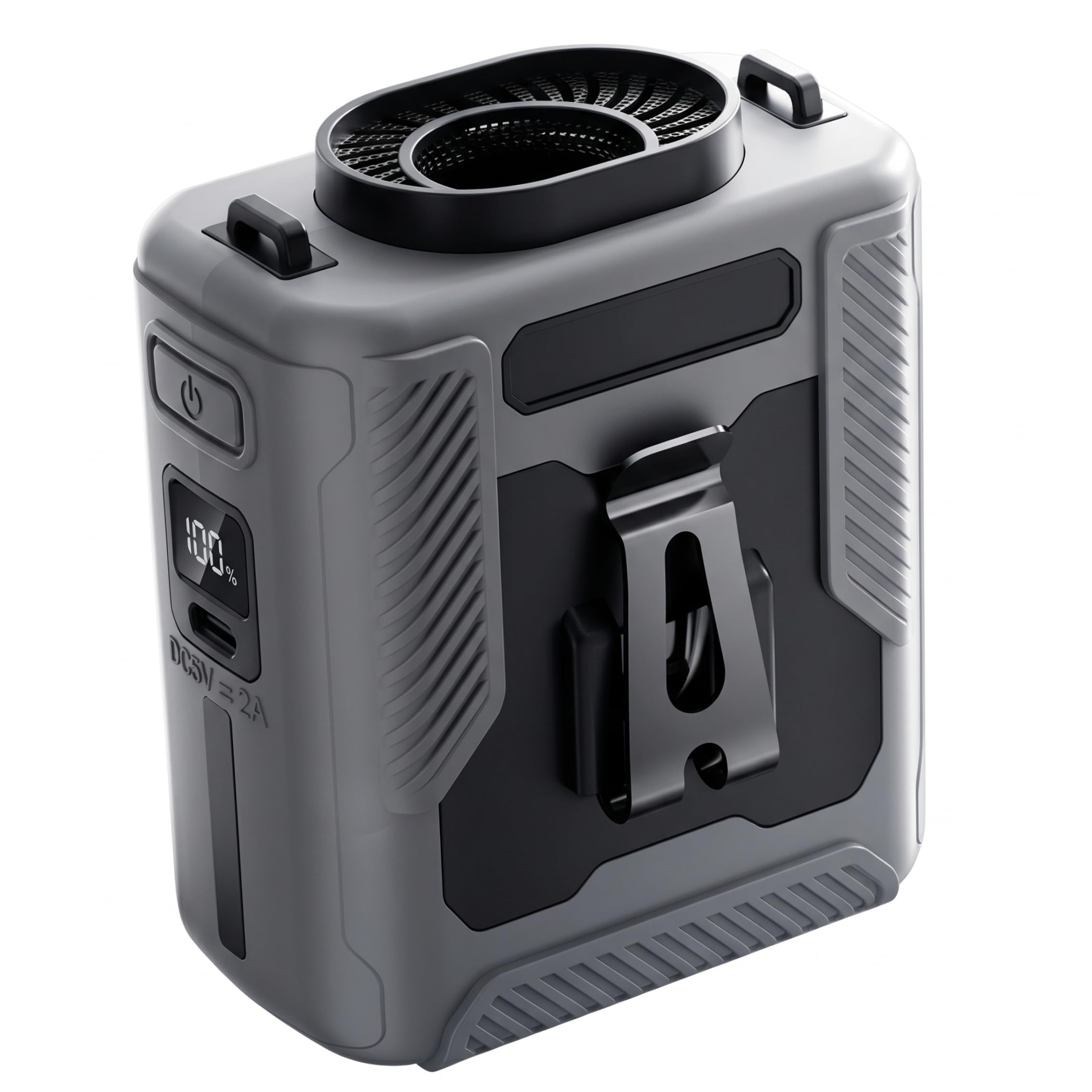 Ventilador con clip para cinturón de 6000 mAh multifuncional con doble puerto de carga