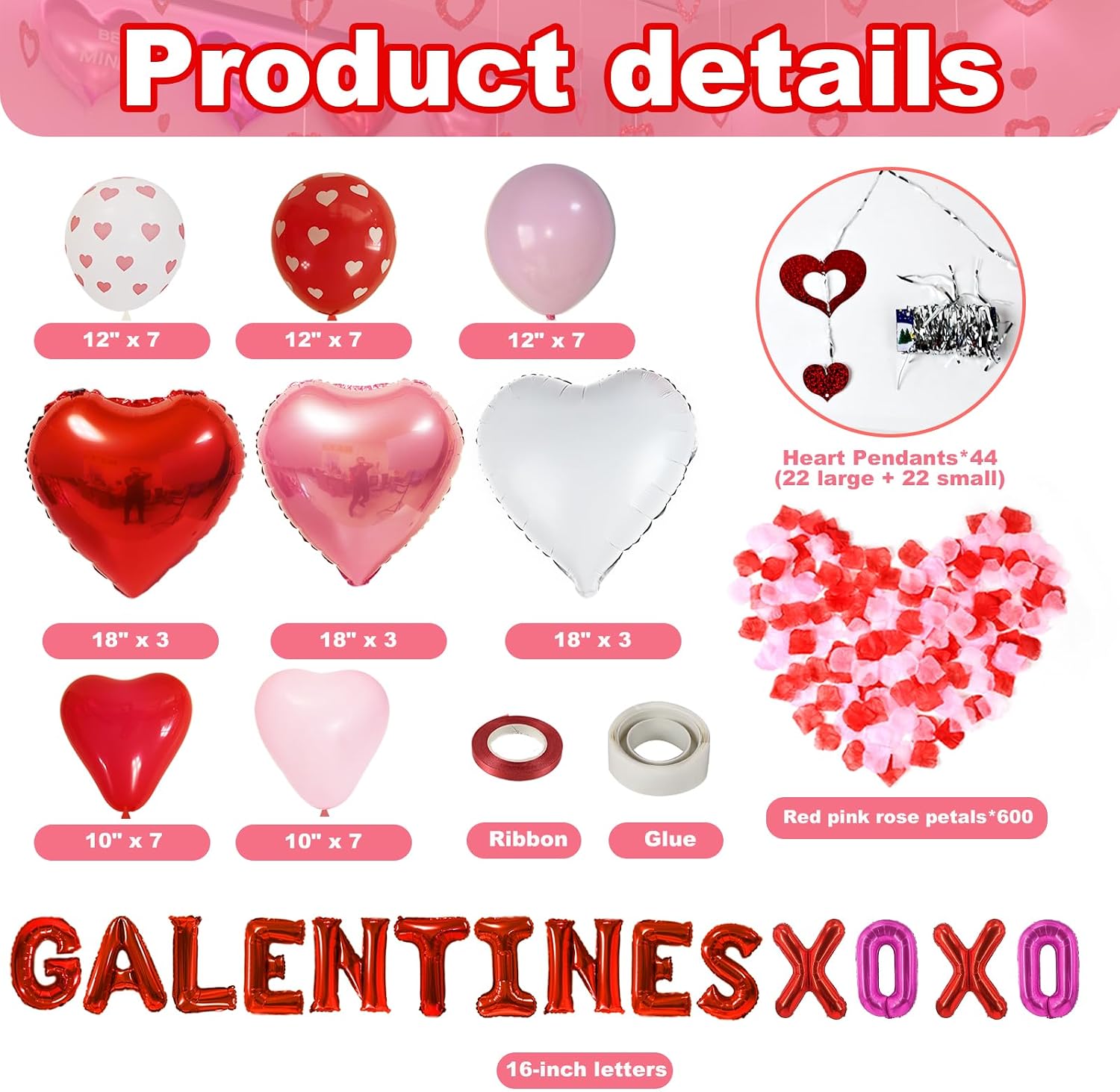 Happy Galentines Day Decorations for Party Supplies, Heart Balloons Arch, Galentines Day Banner, Galentines Decorations, Galentines Decor