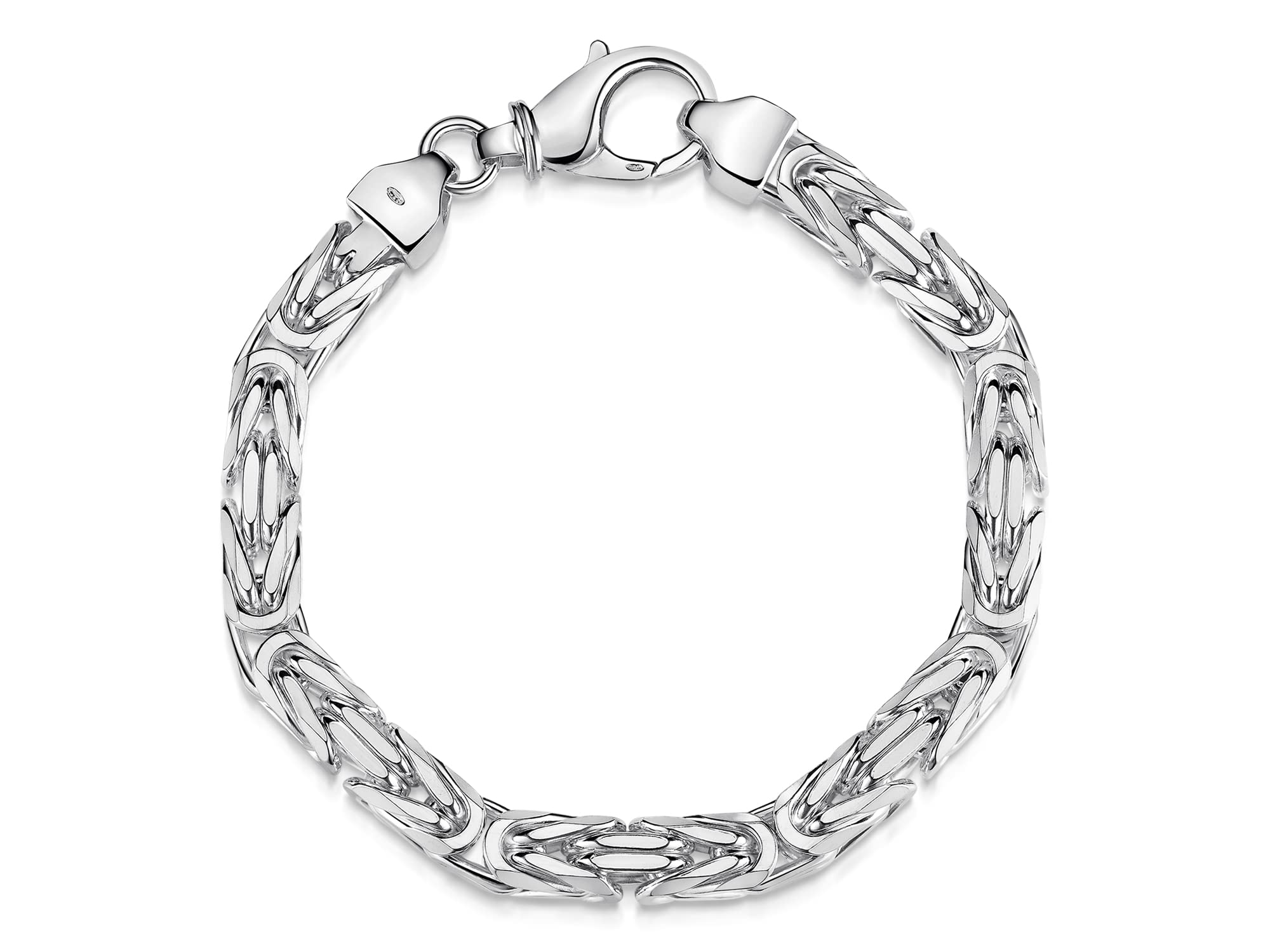 Silberketten-Store Königsarmband 925 Silber Herren 7 mm Stärke I Männer Silberarmband mit Karabiner Verschluss I Armkette Herren vierkant hochglanz