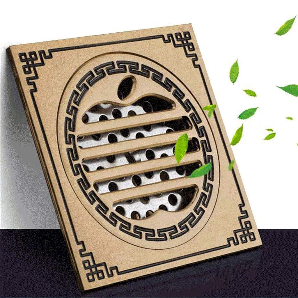 desagüe Ducha, Drenaje de Piso: Desagüe de Piso Cuadrado de latón Antiguo con Cubierta extraíble, colador de Aguas residuales for baño, Cocina, terraza y área de Drenaje público