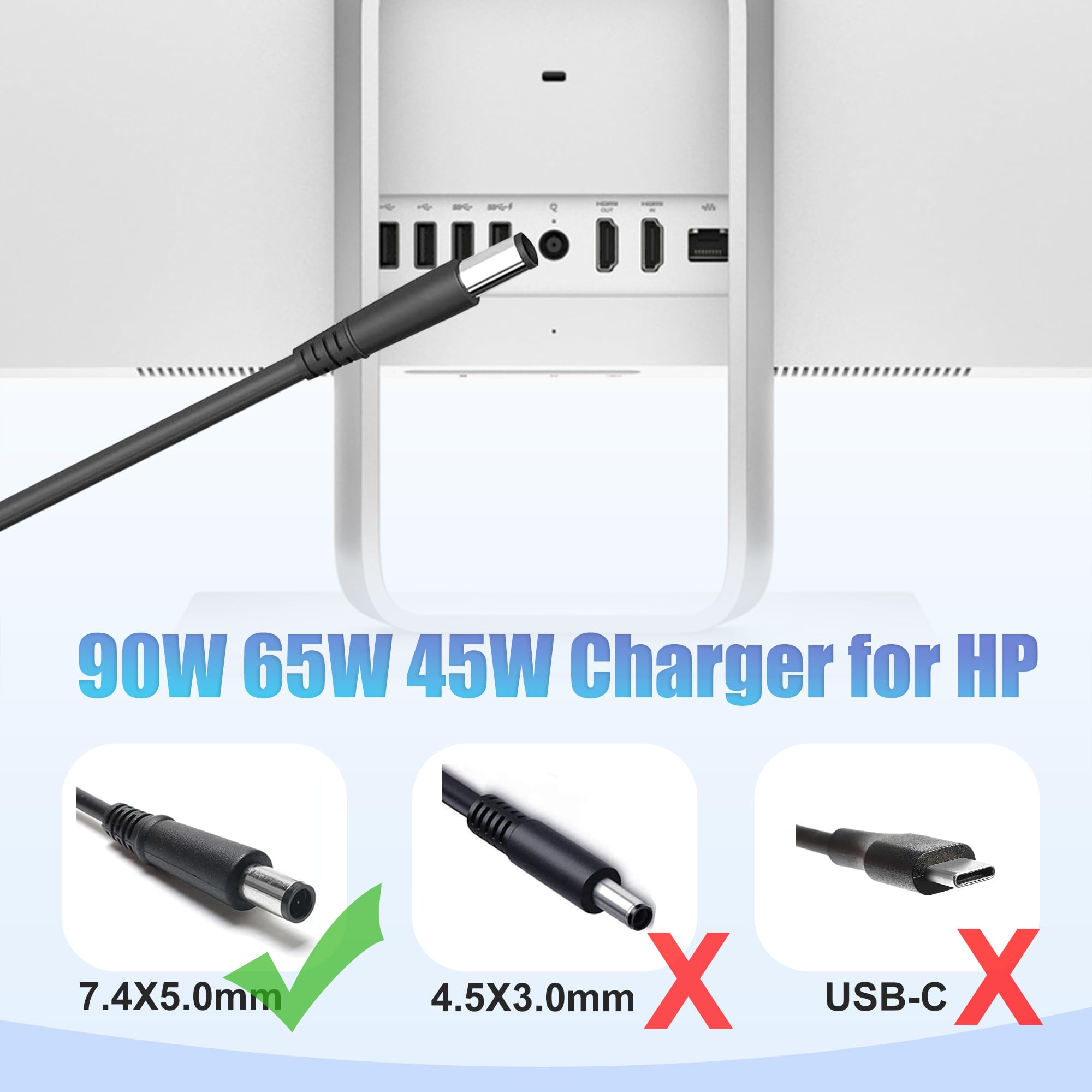 90W AC Adapter for HP Pavilion All-in-One Desktop 27 24 23 22 21