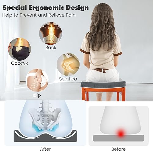 Miniatura 4 de Giantex Paquete de 10 cojines de espuma viscoelástica para silla, de 18 x 18 x 2 pulgadas, con funda de terciopelo y parte inferior antideslizante,