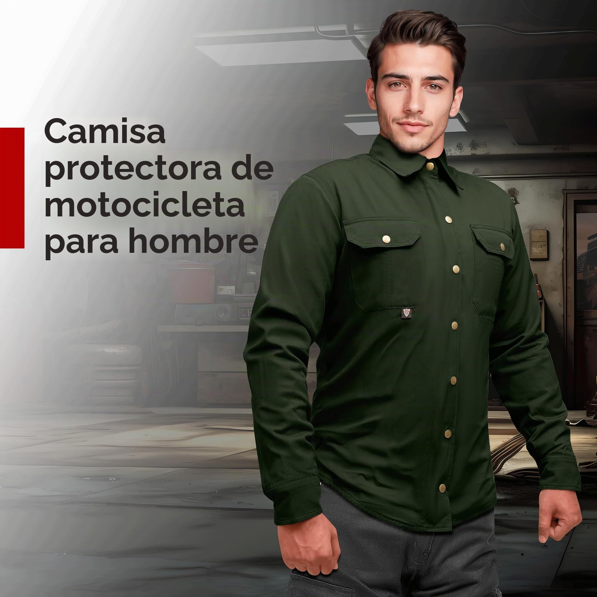 Great Bikers Gear - Camiseta de Moto para Hombre Reforzada con Forro Protector de aramida para Motocicleta