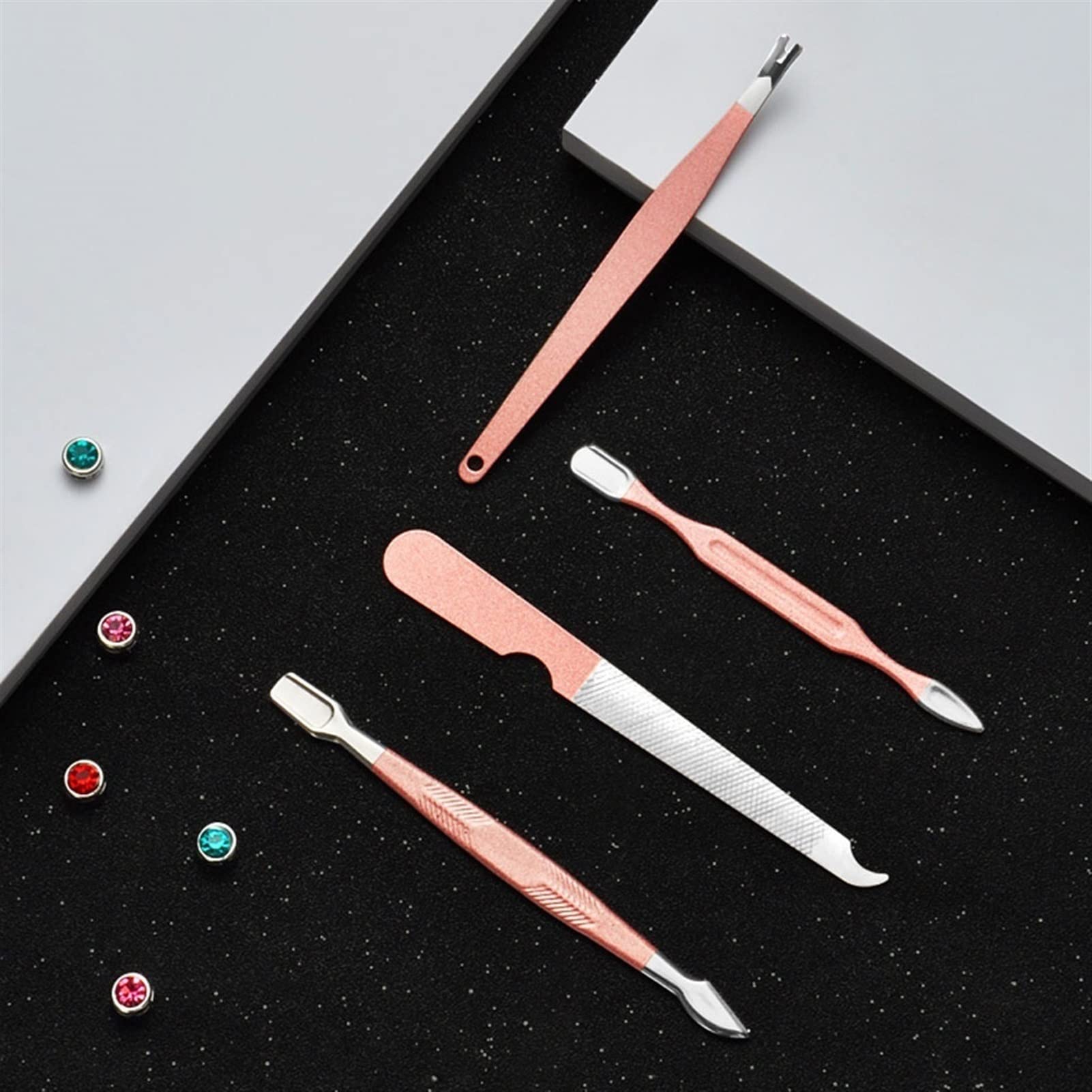 Zestaw obcinaczy do paznokci Zestaw do manicure Zestaw do pielęgnacji ciała Profesjonalny zestaw do pedicure Zestaw kosmetyczny Narzędzia dla przyjaciół i krewnych (różowe złoto) (Rozmiar: M-12-części