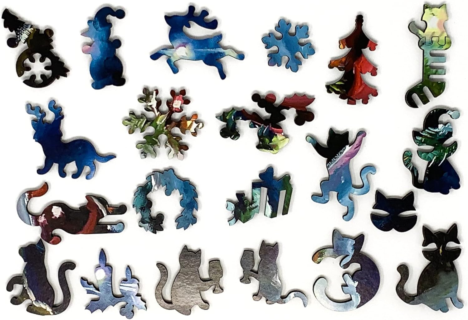 Christmas Wooden Jigsaw Puzzle for Adults - A Purr-FECT Christmas - 261 Pieces. Made in USA by Nautilus Puzzles
