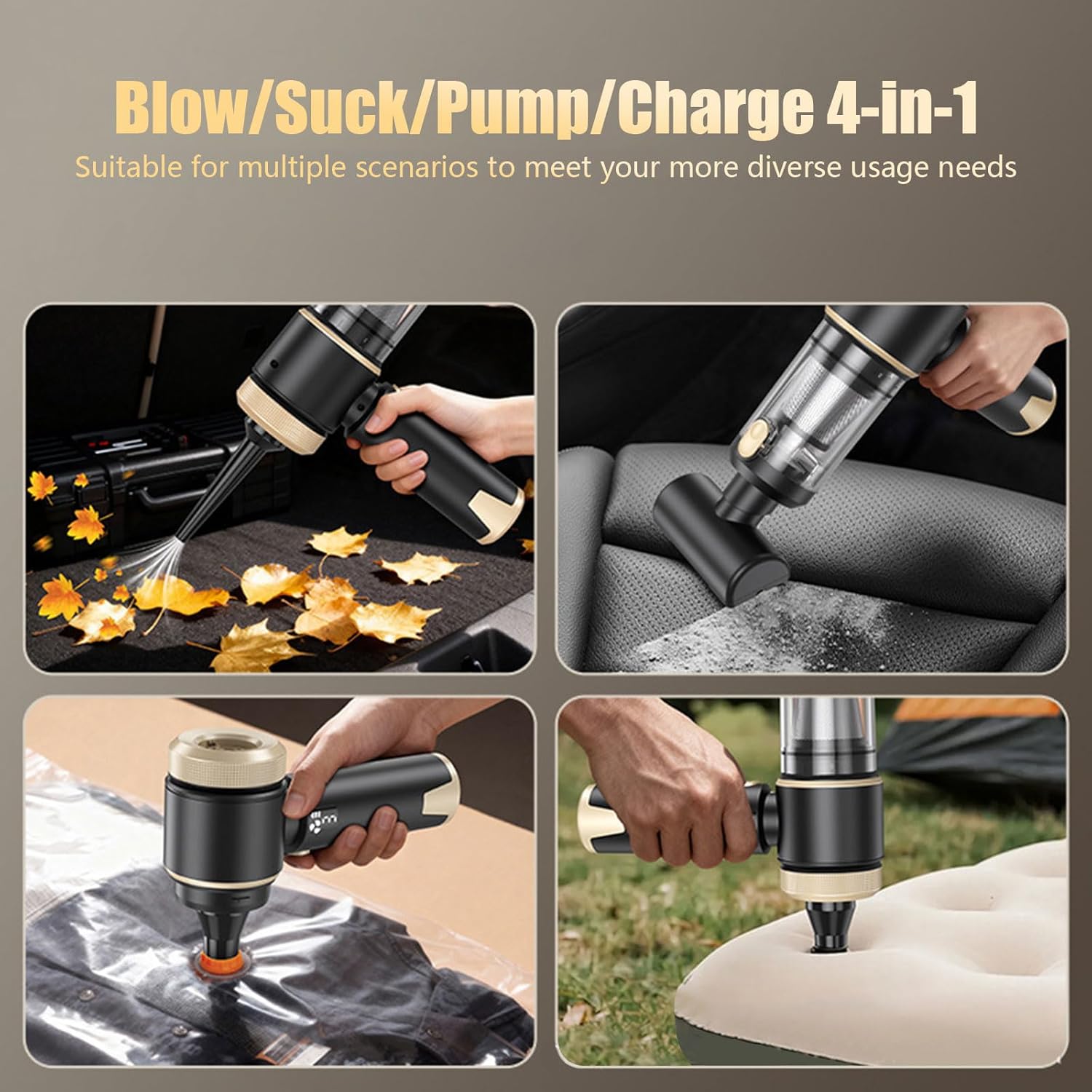 1 Set Portable Lightweight Car Vacuum Compact Storage Digital Indicators Quiet Car Vacuum