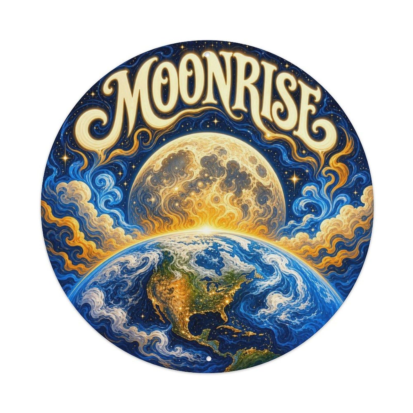 Earth Moonrise Space Exploration Starscape Starry Sky Metal Tin Sign