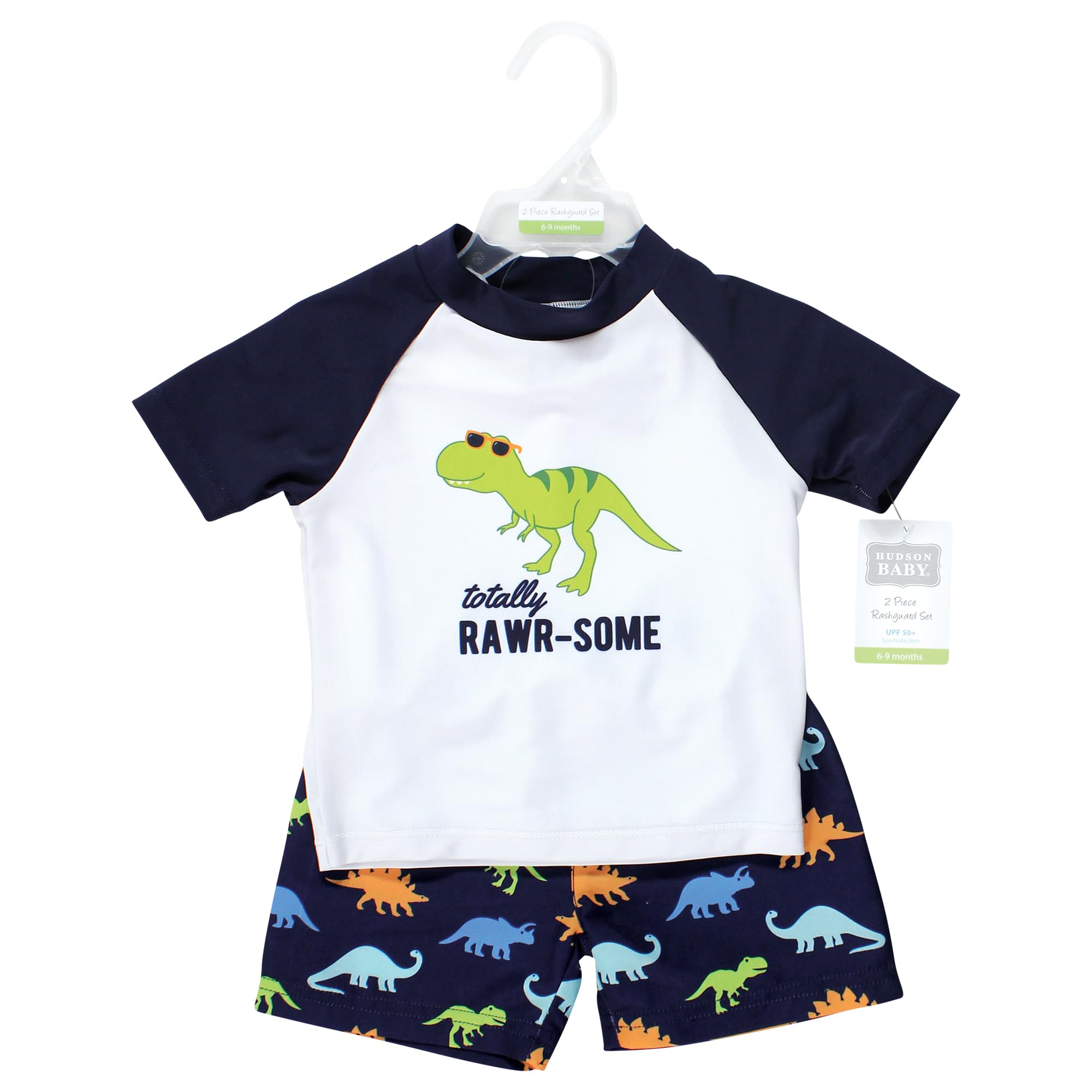 Hudson Baby Unisex Baby Swim Rashguard Set, Rawr, 2T