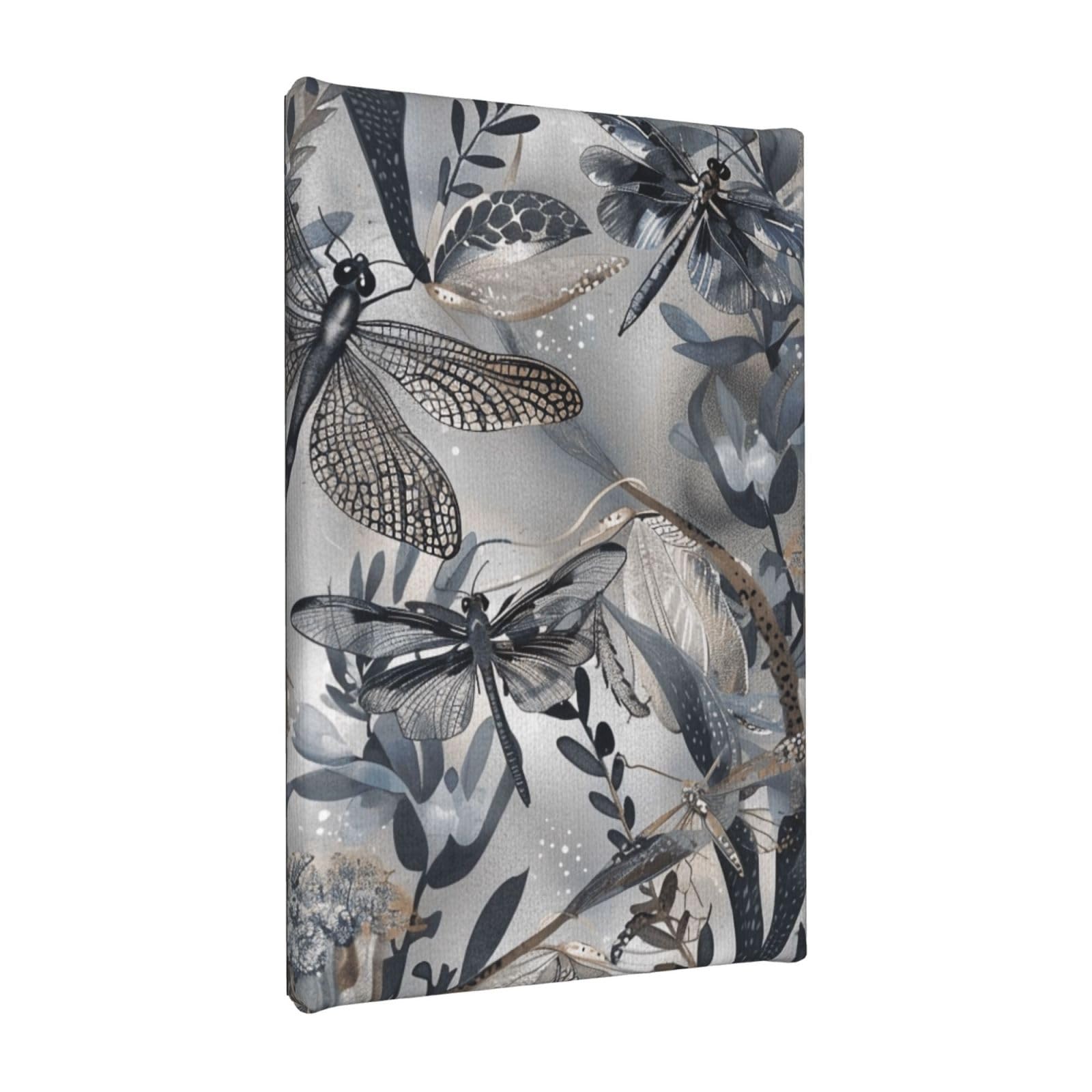 YKLJG Dragonflies Grey Printed Wall Art Canvas Painting 20x30 CM Wooden Framed Picture Painting Artwork Prints for Bedroom Kitchen Home Office Decor