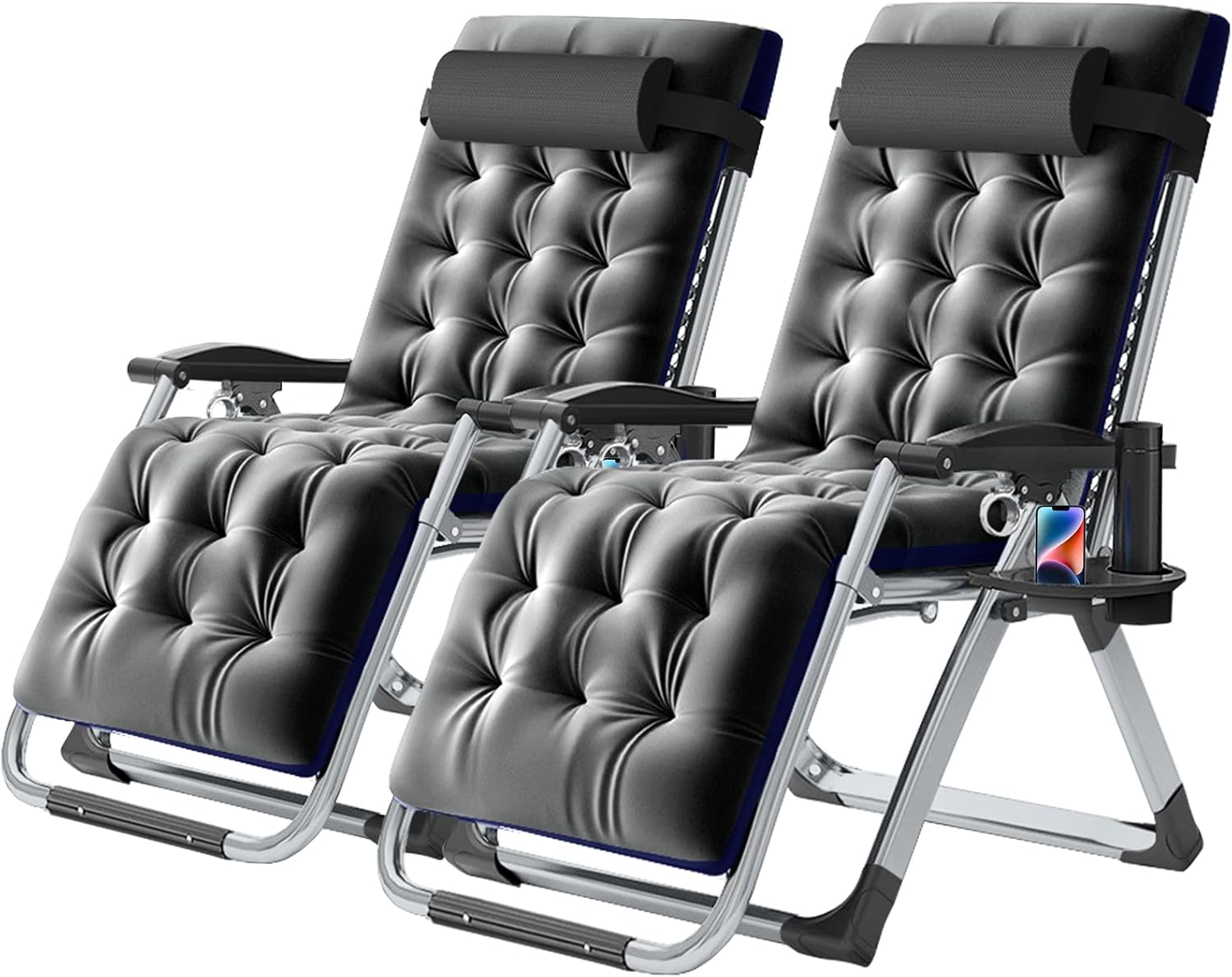 NAIZEA Widened Zero Gravity Chair 29" XL,Oversized Outdoor Lounge Chairs, Folding Reclining Camping Chairs with Cup Holder, Ergonomic Patio Lawn Chair for Balcony Beach Deck Yard