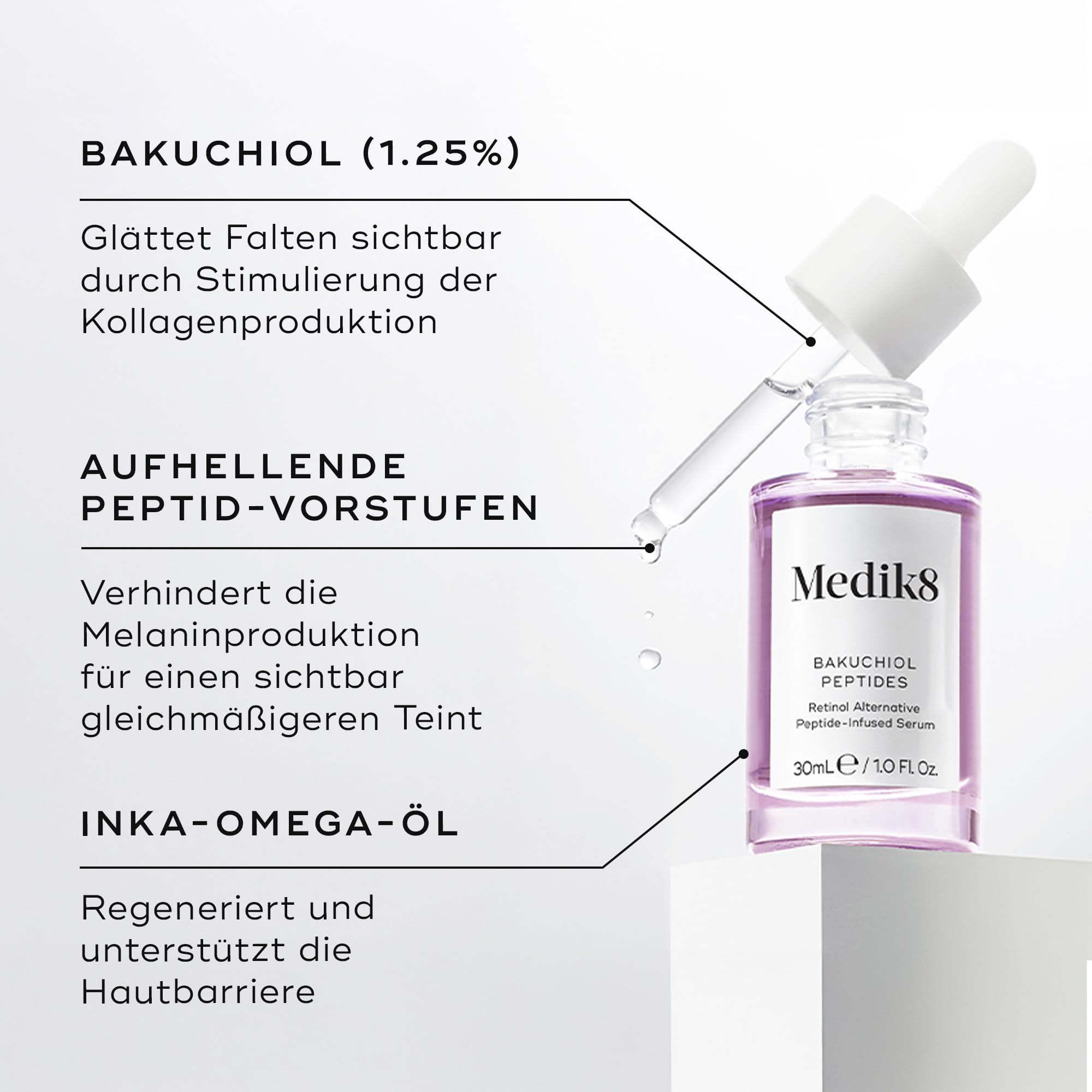 Medik8 Bakuchiol Peptides, Retinol-Alternative – Serum mit Peptiden – 30 ml | 1,25% Bakuchiol – eine pflanzliche Retinol-Alternative, geeignet für die Schwangerschaft, gegen Anzeichen der Hautalterung