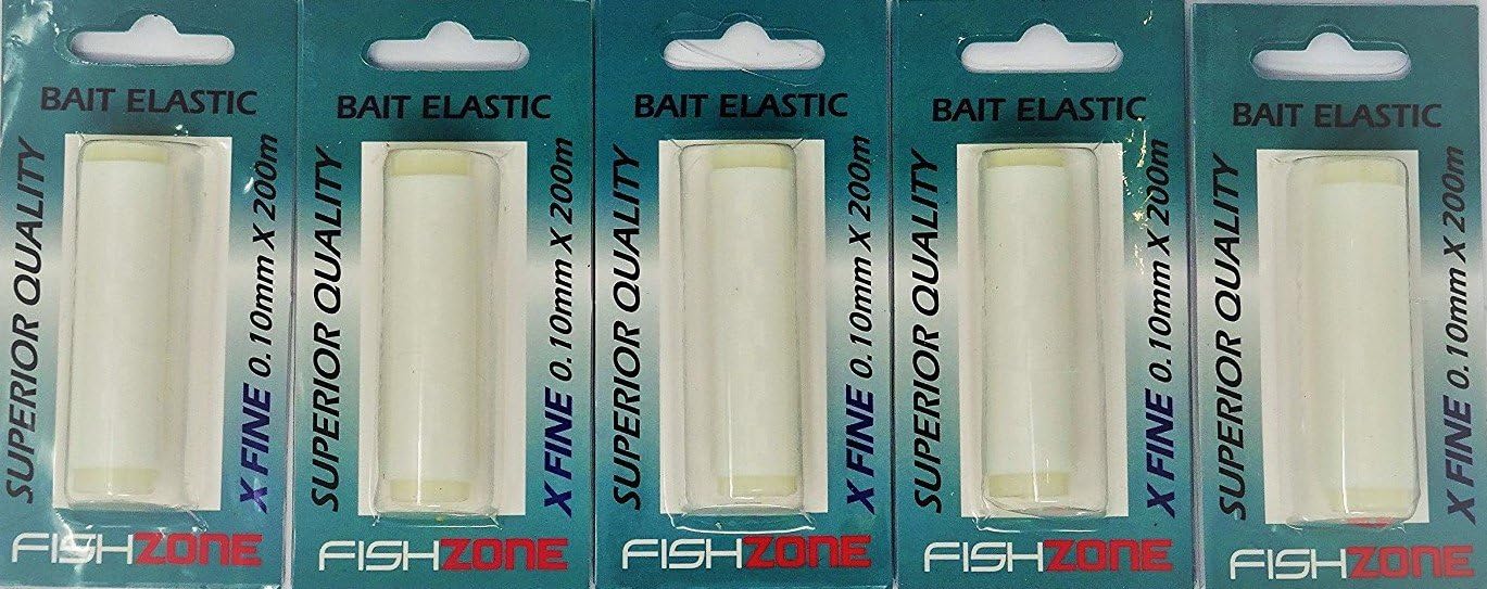 Fishzone - 1000m (5 x 200m Spools) of BAIT ELASTIC - Available in Fine 0.10mm and Medium 0.20mm - For Baiting up Your Hookbaits