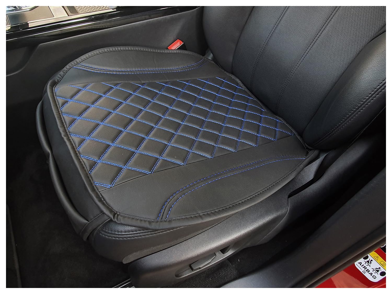BREMER SITZBEZÜGE OT406 Faux Leather Seat Cover Compatible with Mazda 6 GJ/GL Seat Cushion in Faux Leather Black/Blue Stitching